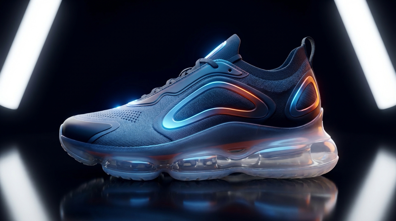 Futuristic concept sketch of a padel shoe with a translucent midsole and aerodynamic upper.