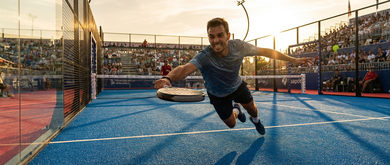 Padel athlete bandeja action shot