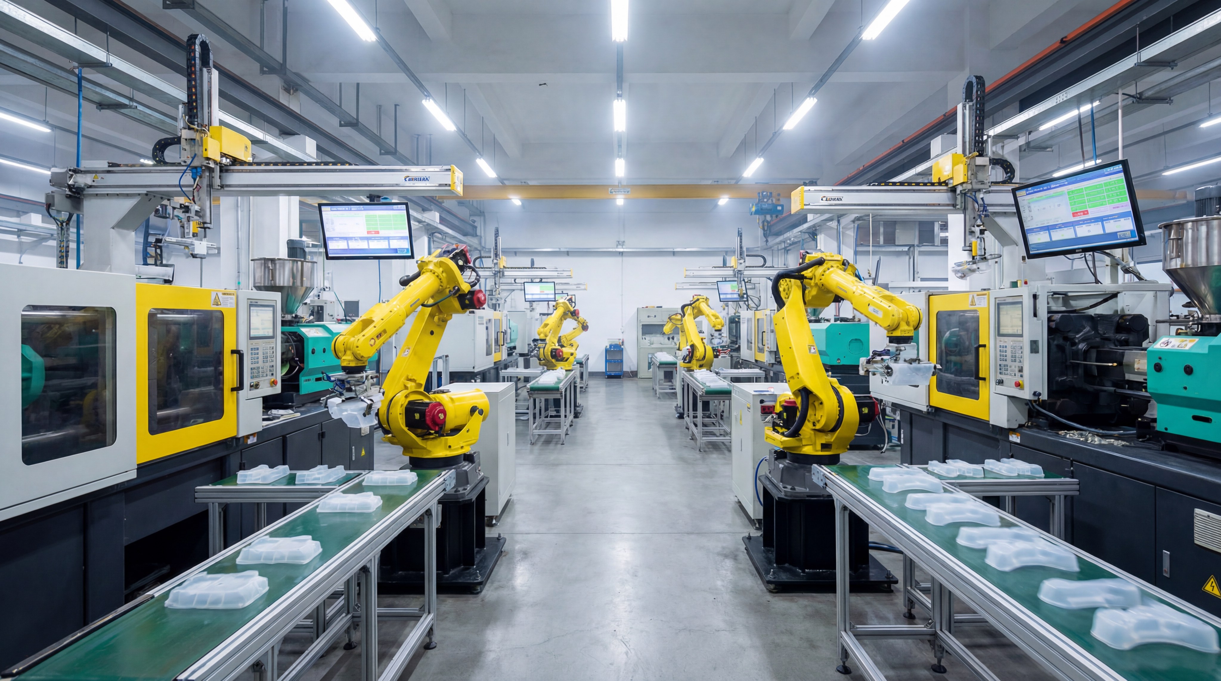 Fully automated LSR injection molding factory floor