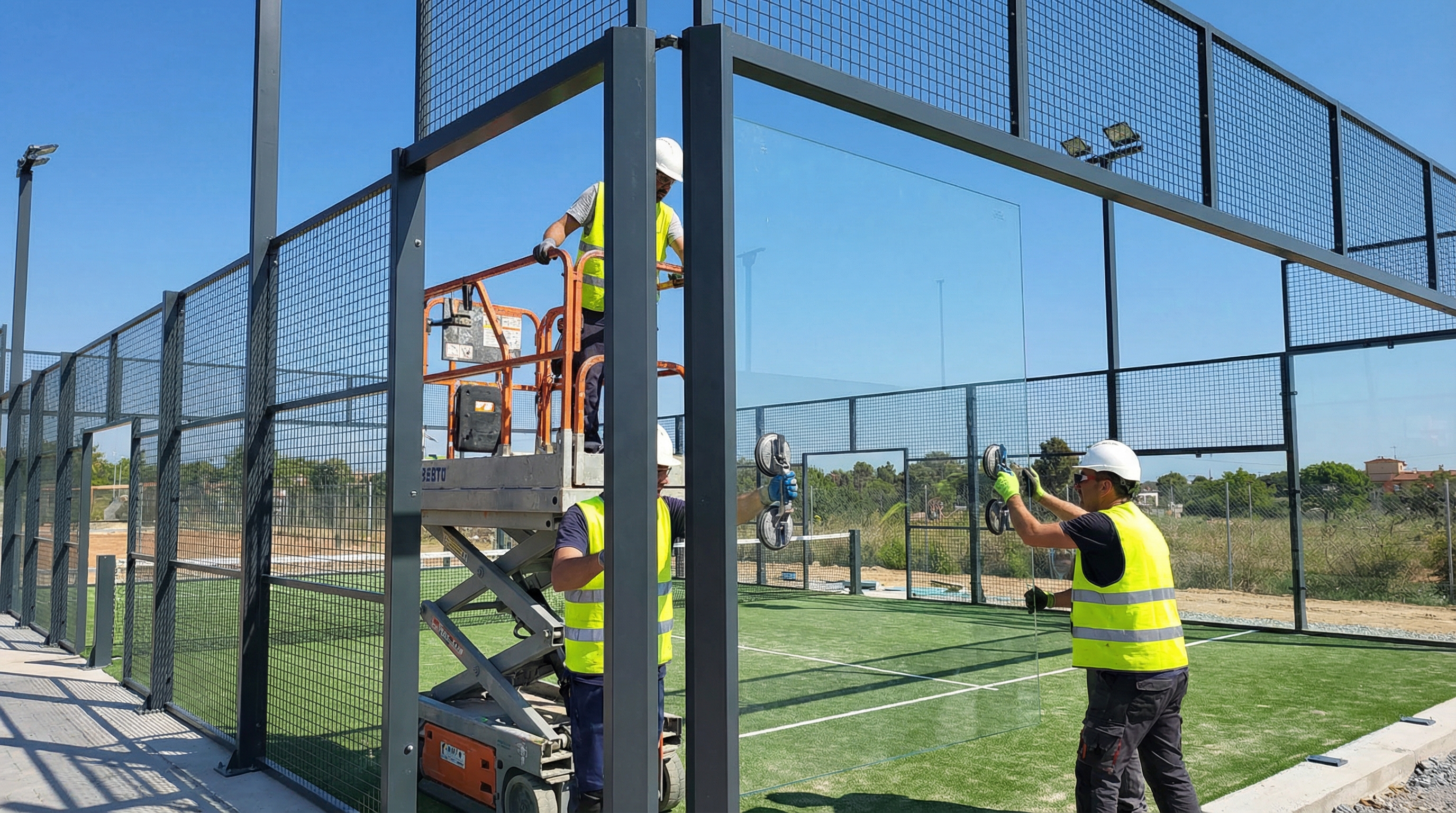 padel court glass installation