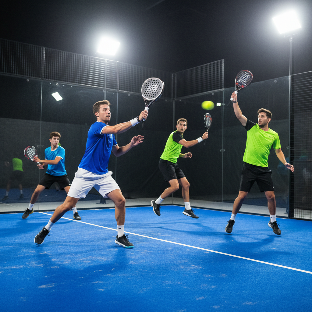 padel court action photorealistic