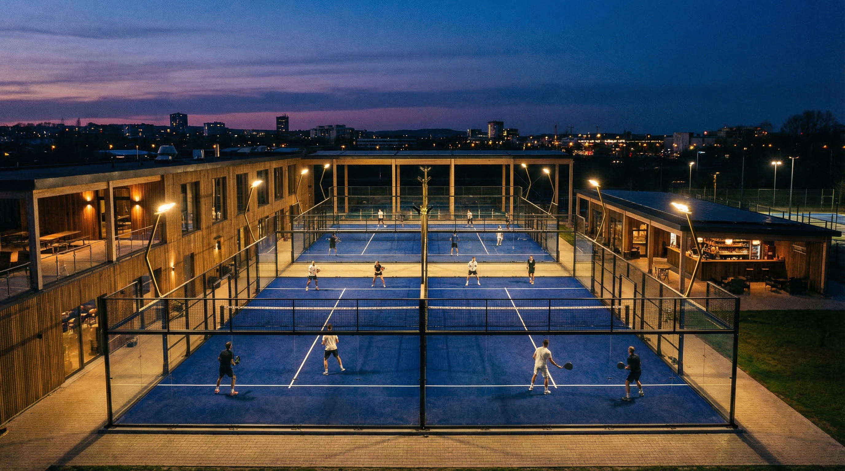 padel court evening cinematic