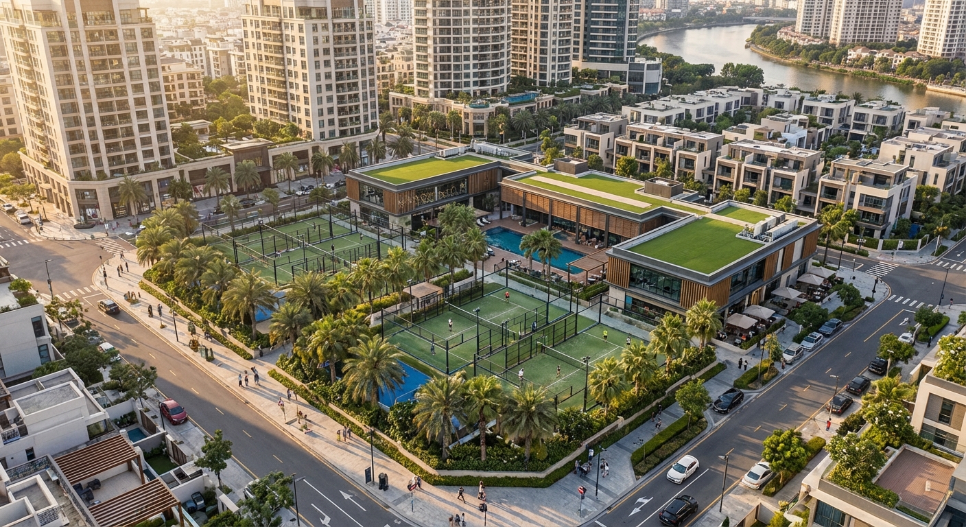 aerial padel sports center urban