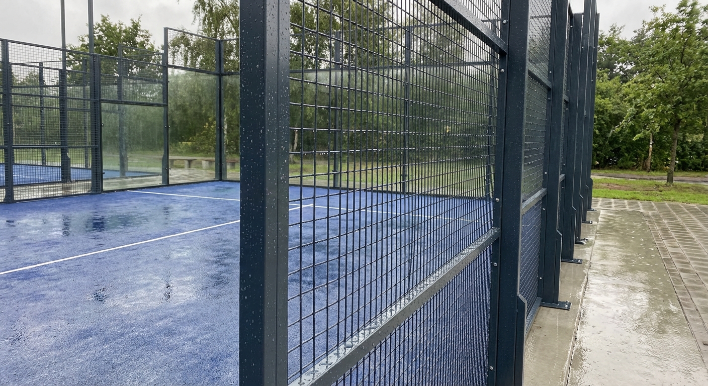 padel court post rainstorm