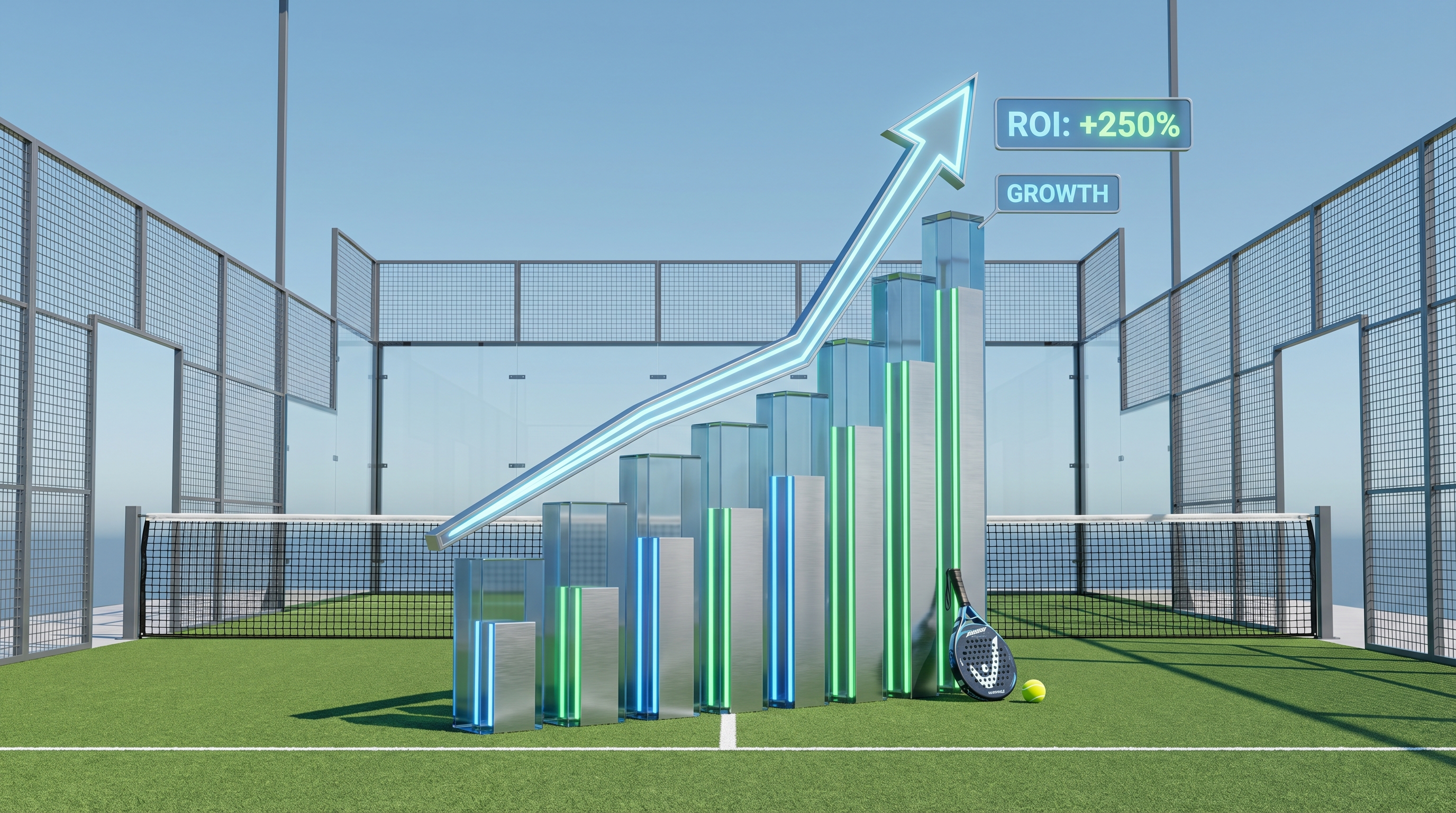 financial growth padel court visualization