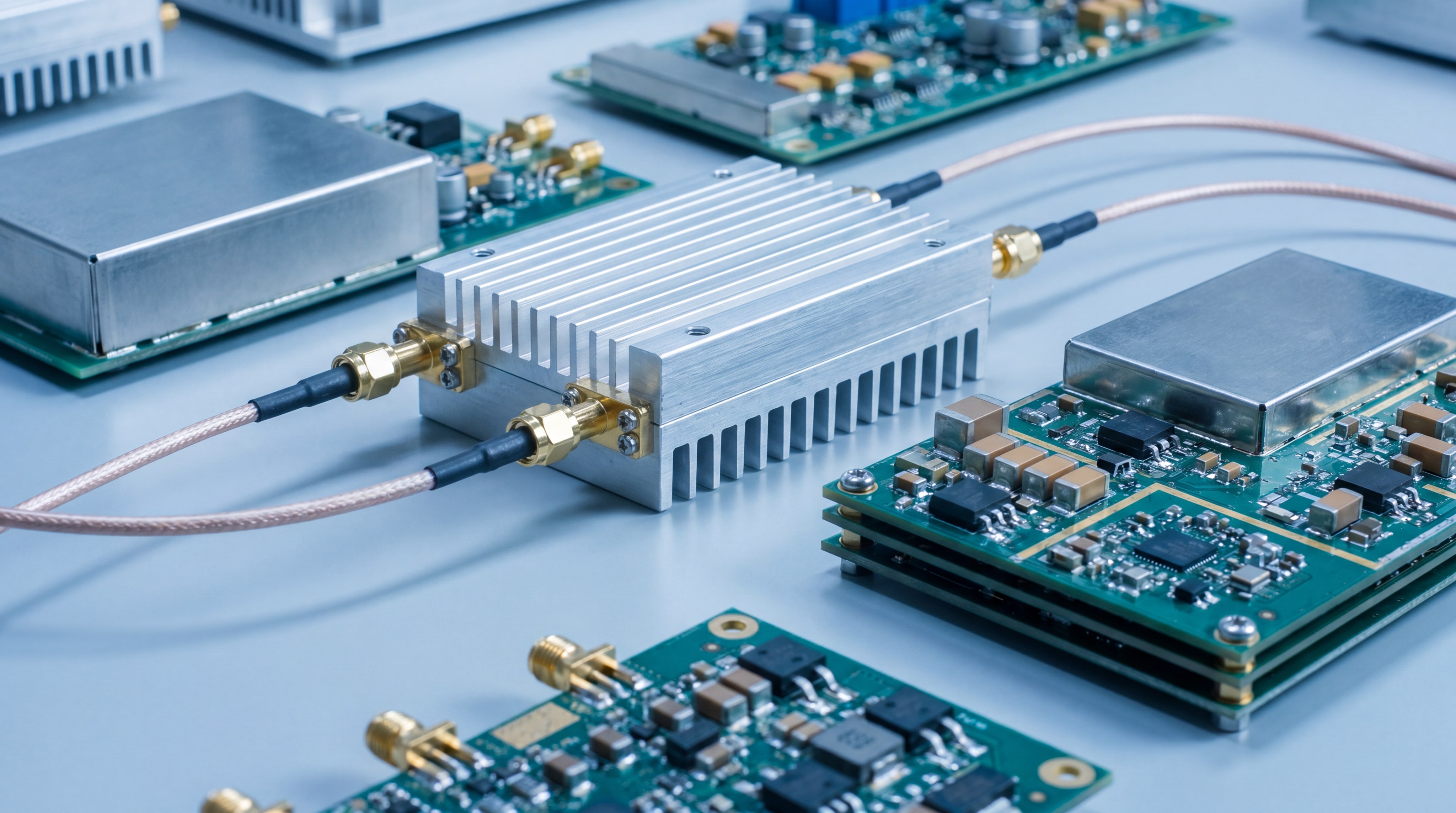 Close up of high performance RF power amplifier