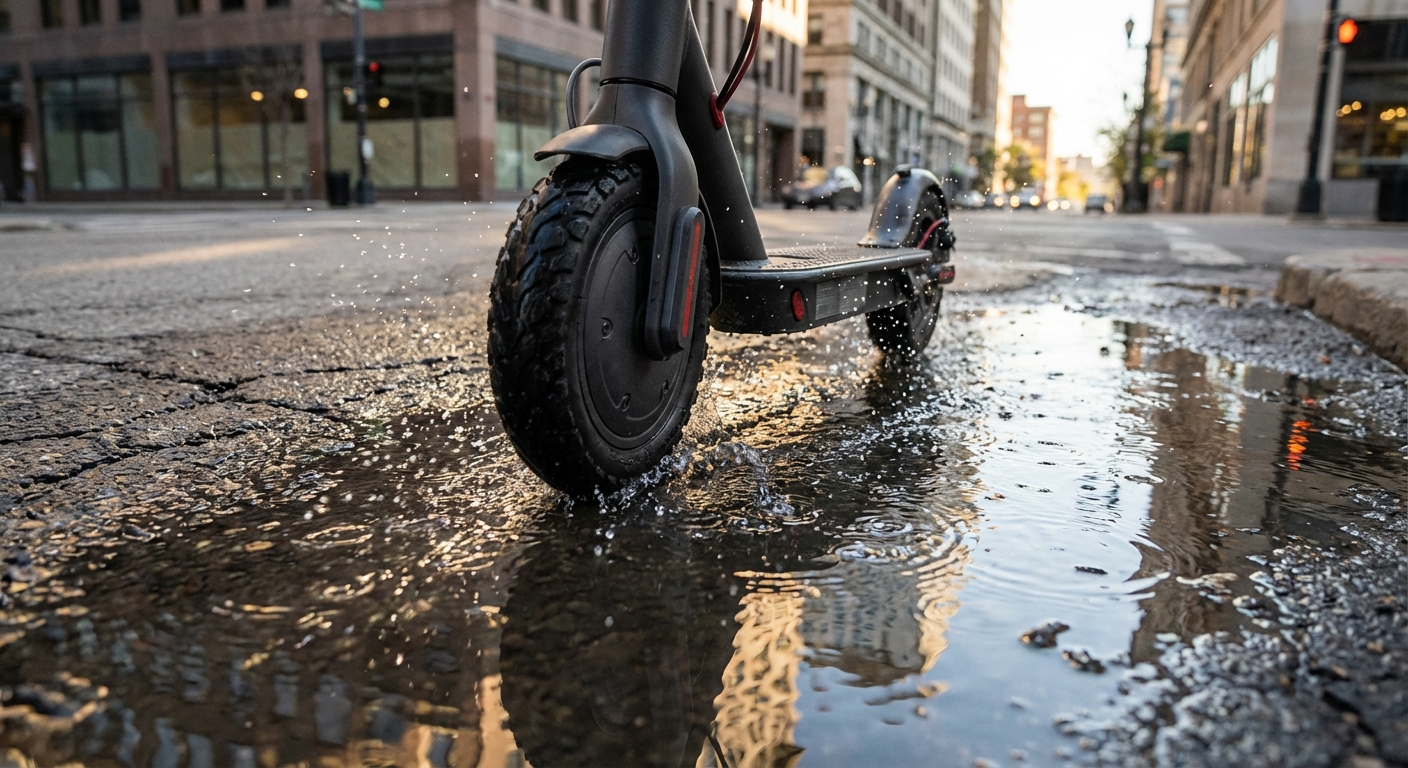 scooter tire puddle splash