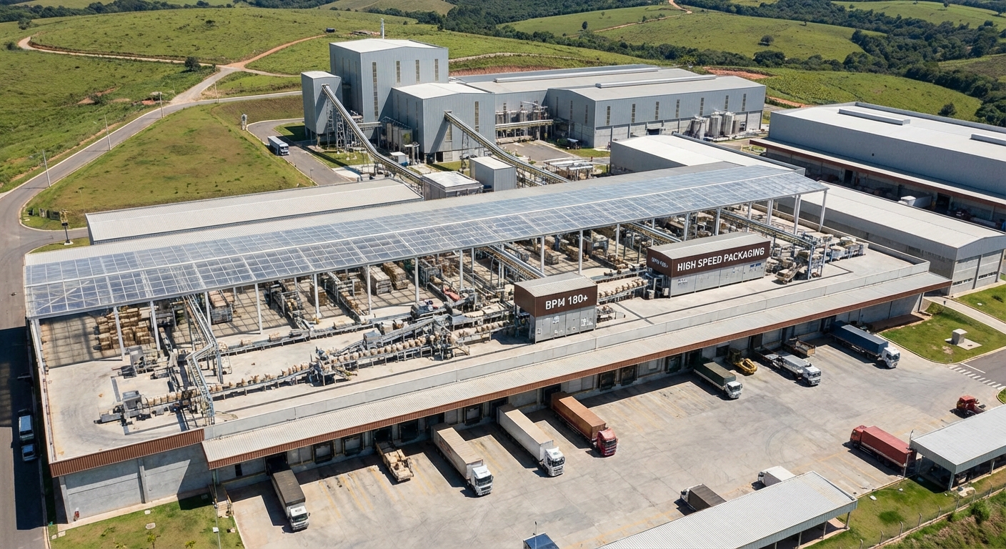 Industrial facility achieving 60-90 packaging machine BPM for large-scale distribution