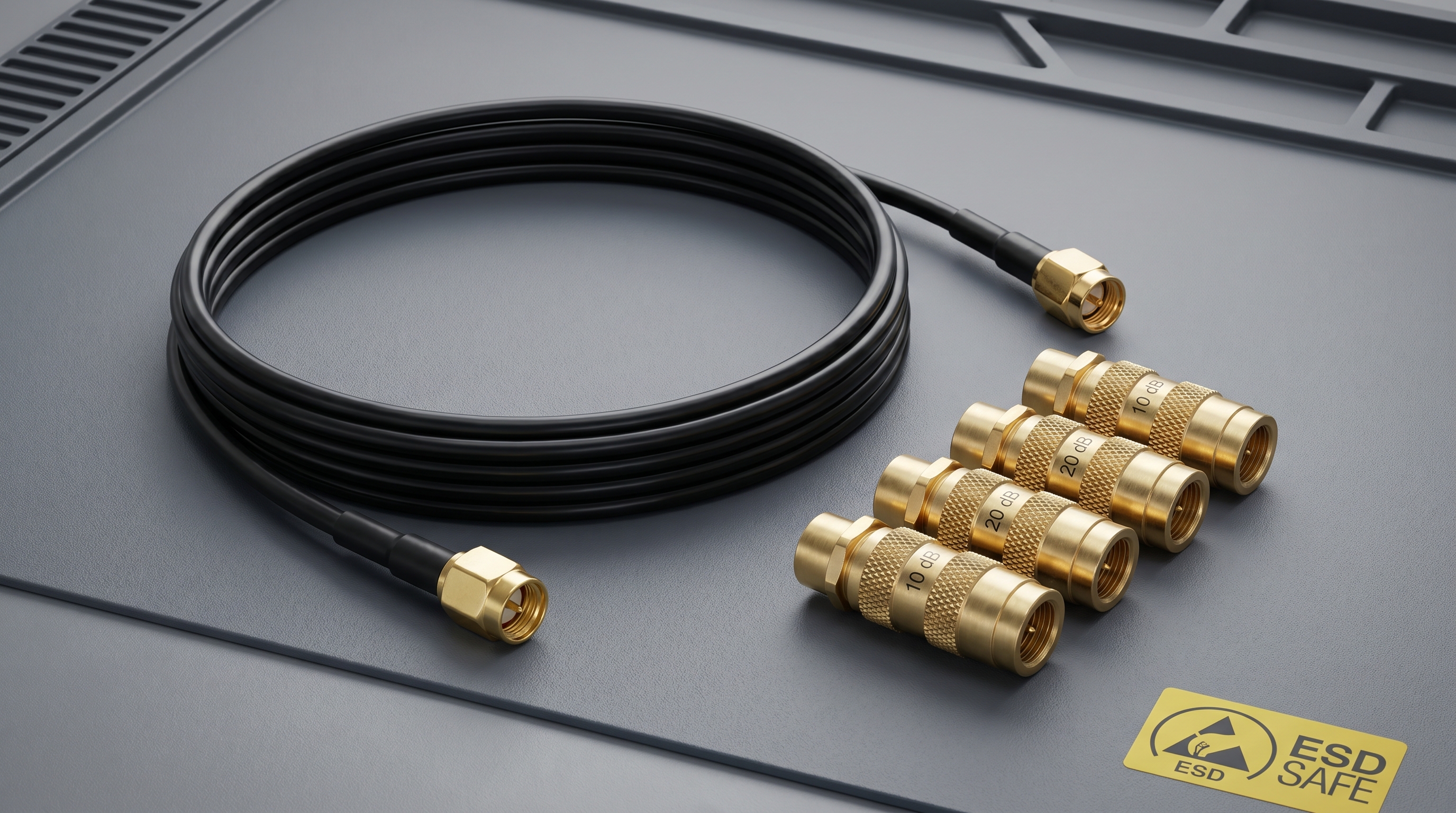 Figure 4: Coaxial RF attenuators and shielded cable assemblies optimized for equipment protection and impedance matching.