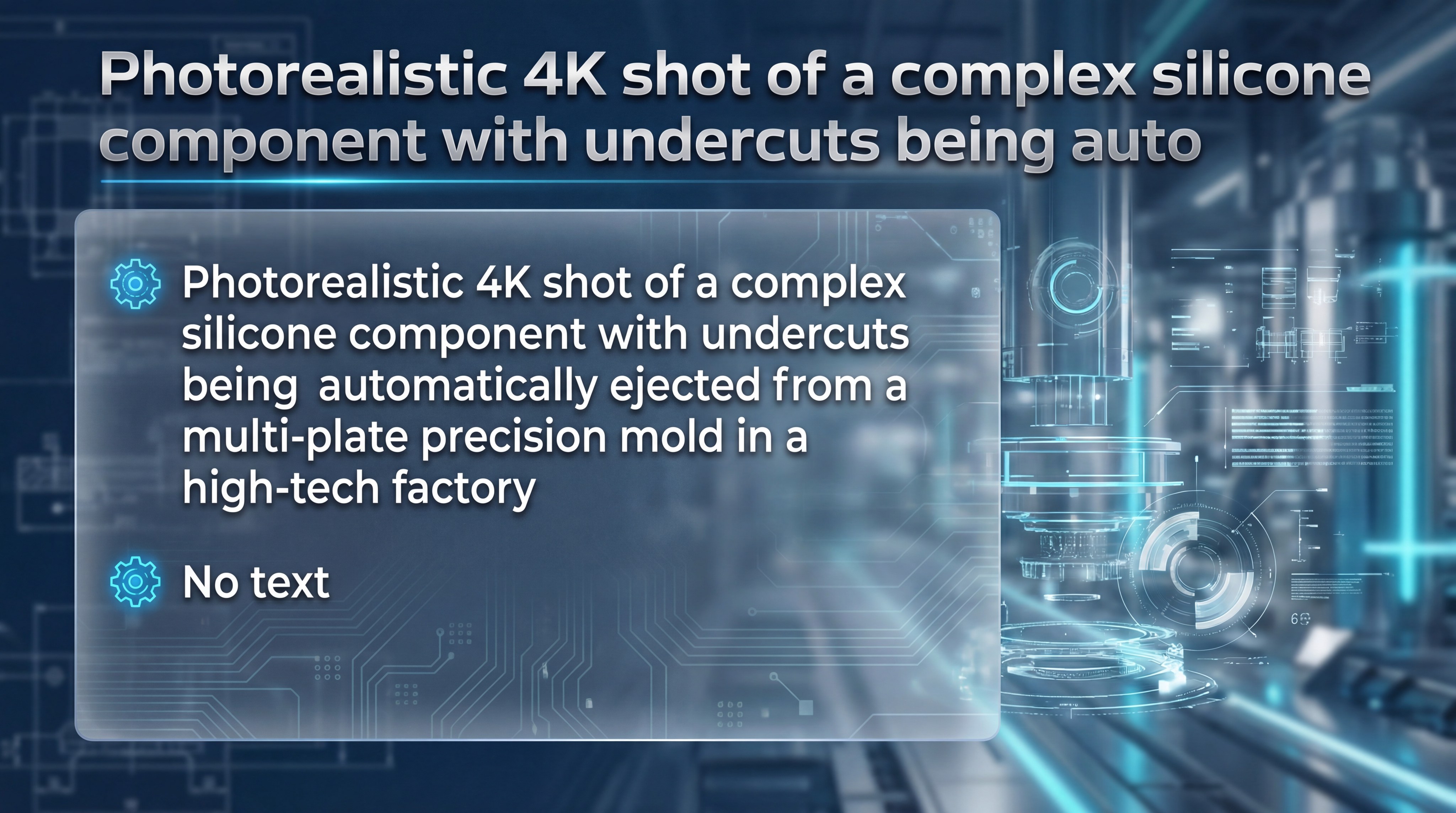 Complex silicone component being ejected from a mold