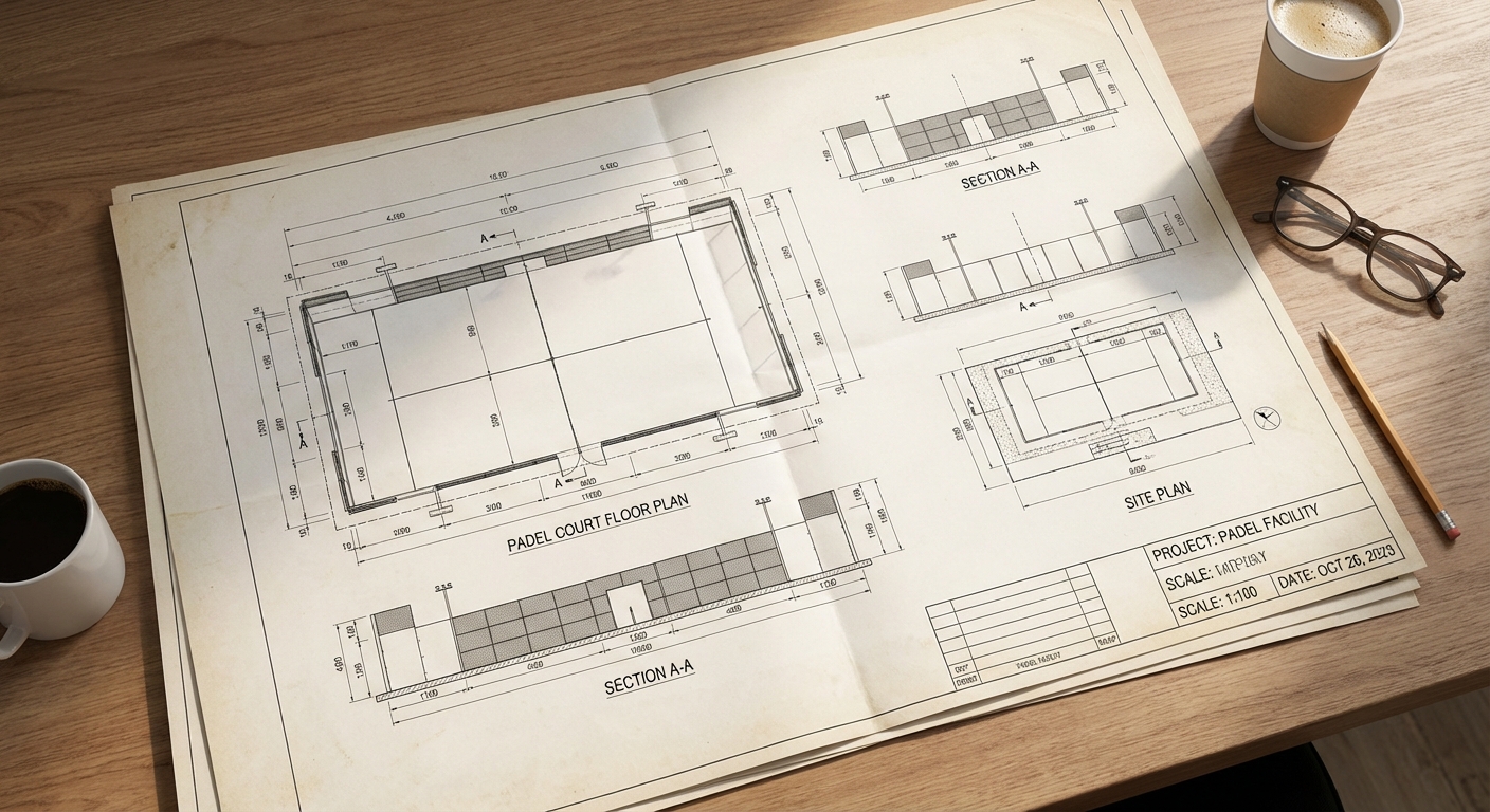 padel court architectural blueprint
