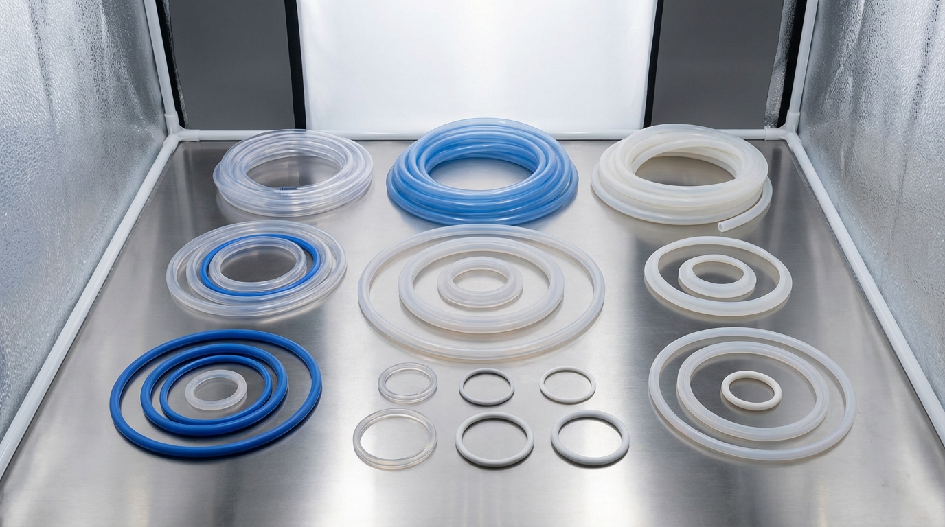Assorted Silicone Gaskets and Tubes for Food Processing