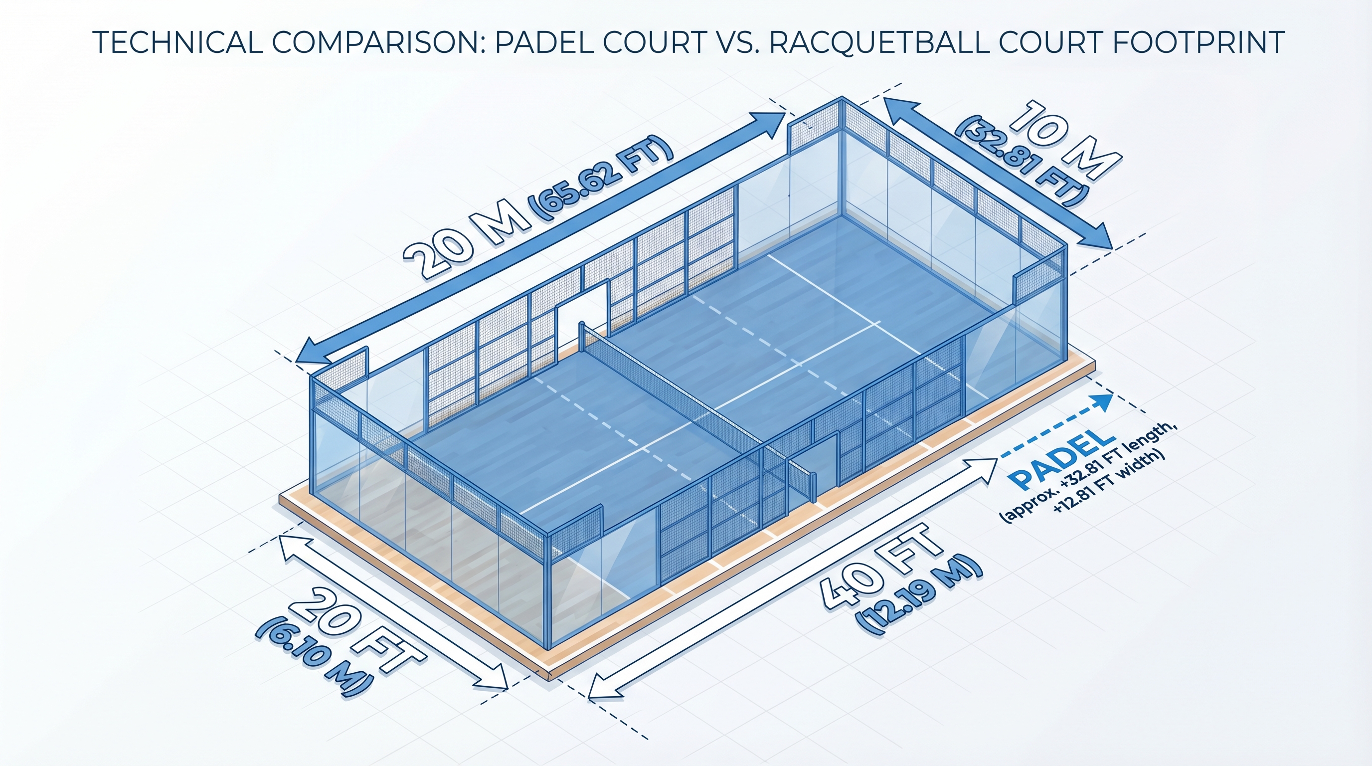 padel racquetball court comparison