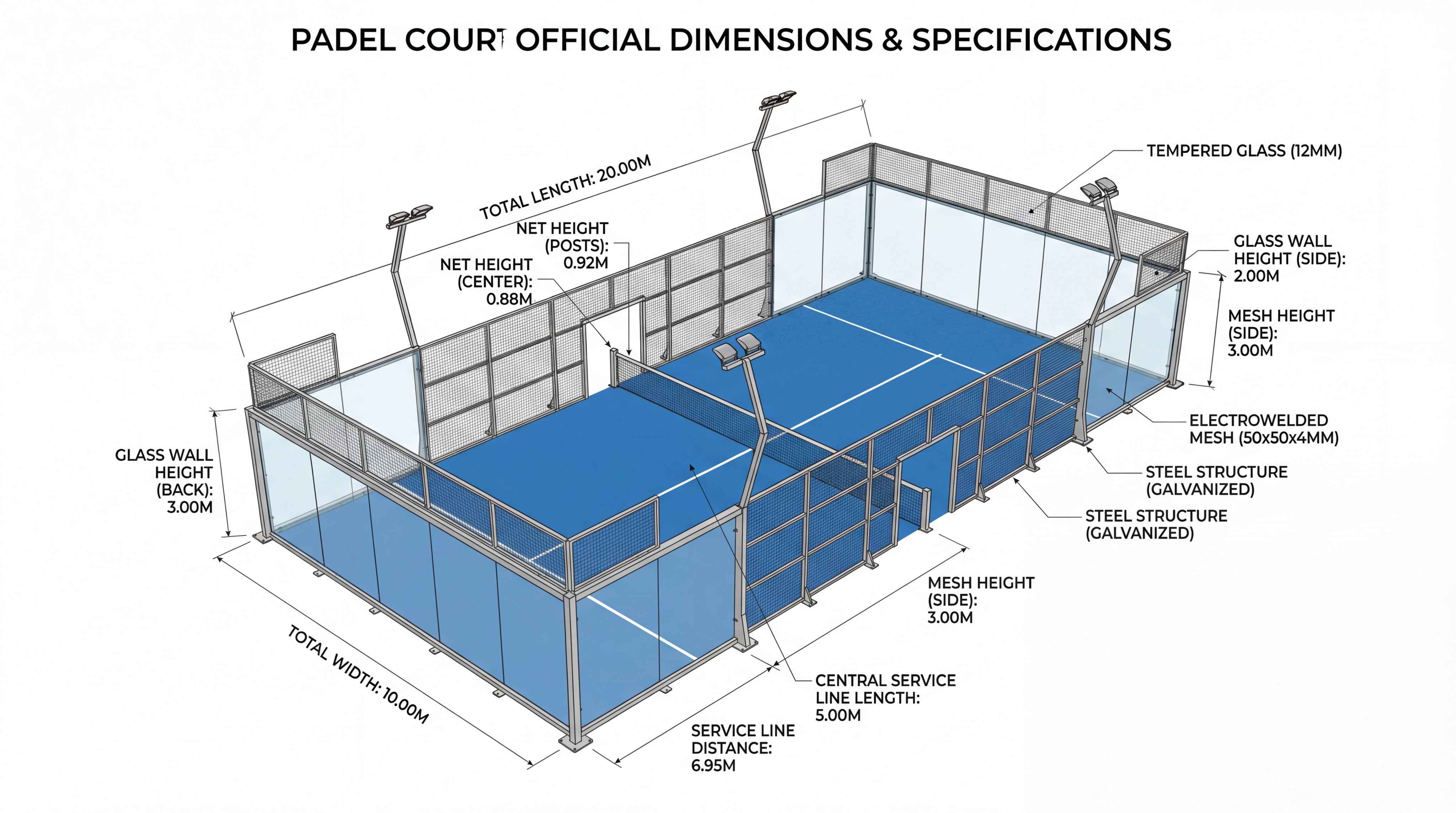 padel court technical specifications