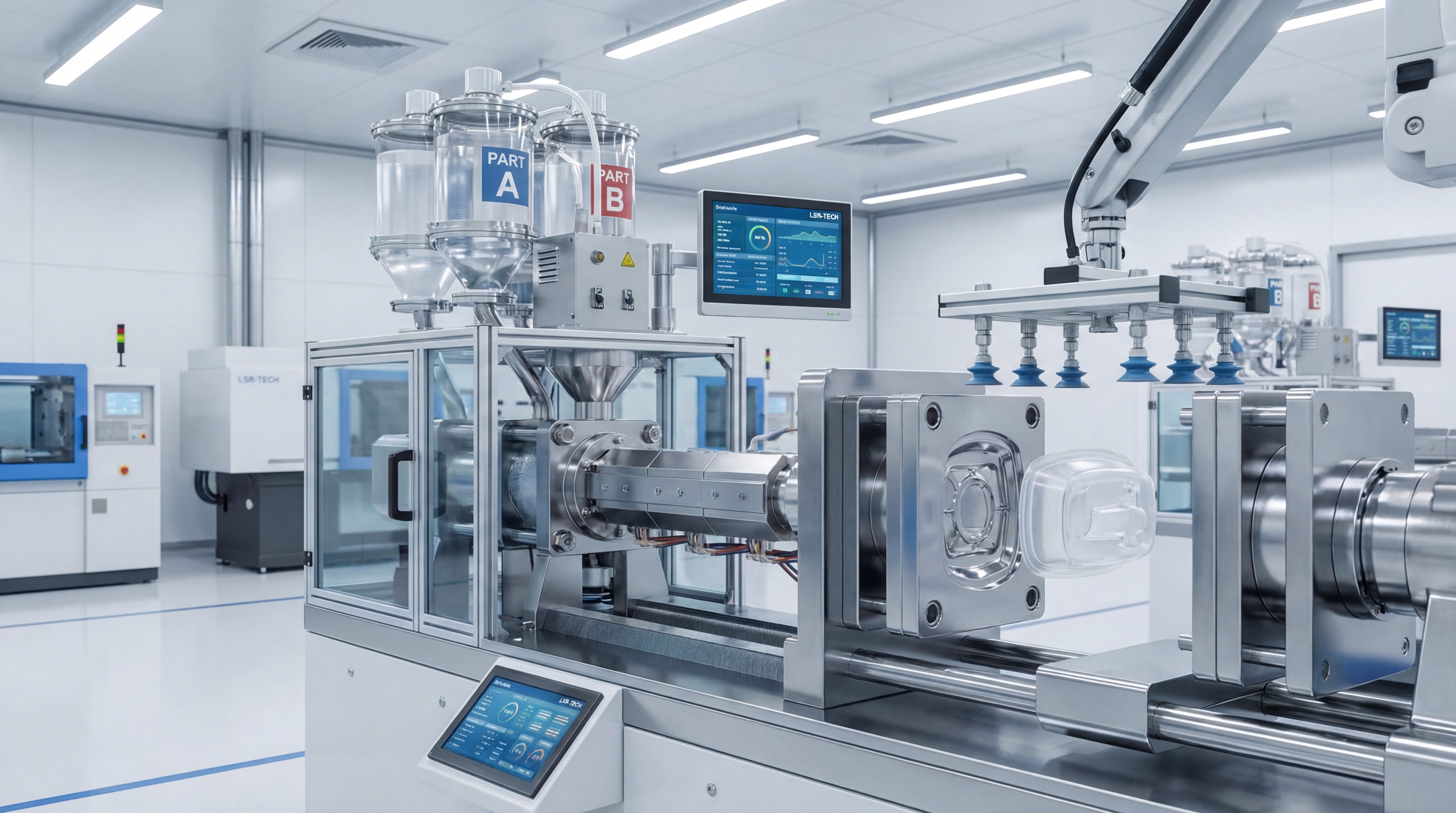 lsr injection molding machine closeup