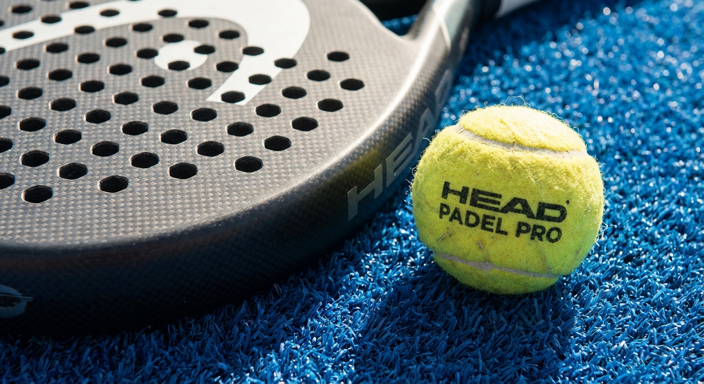 Padel racket ball macro closeup