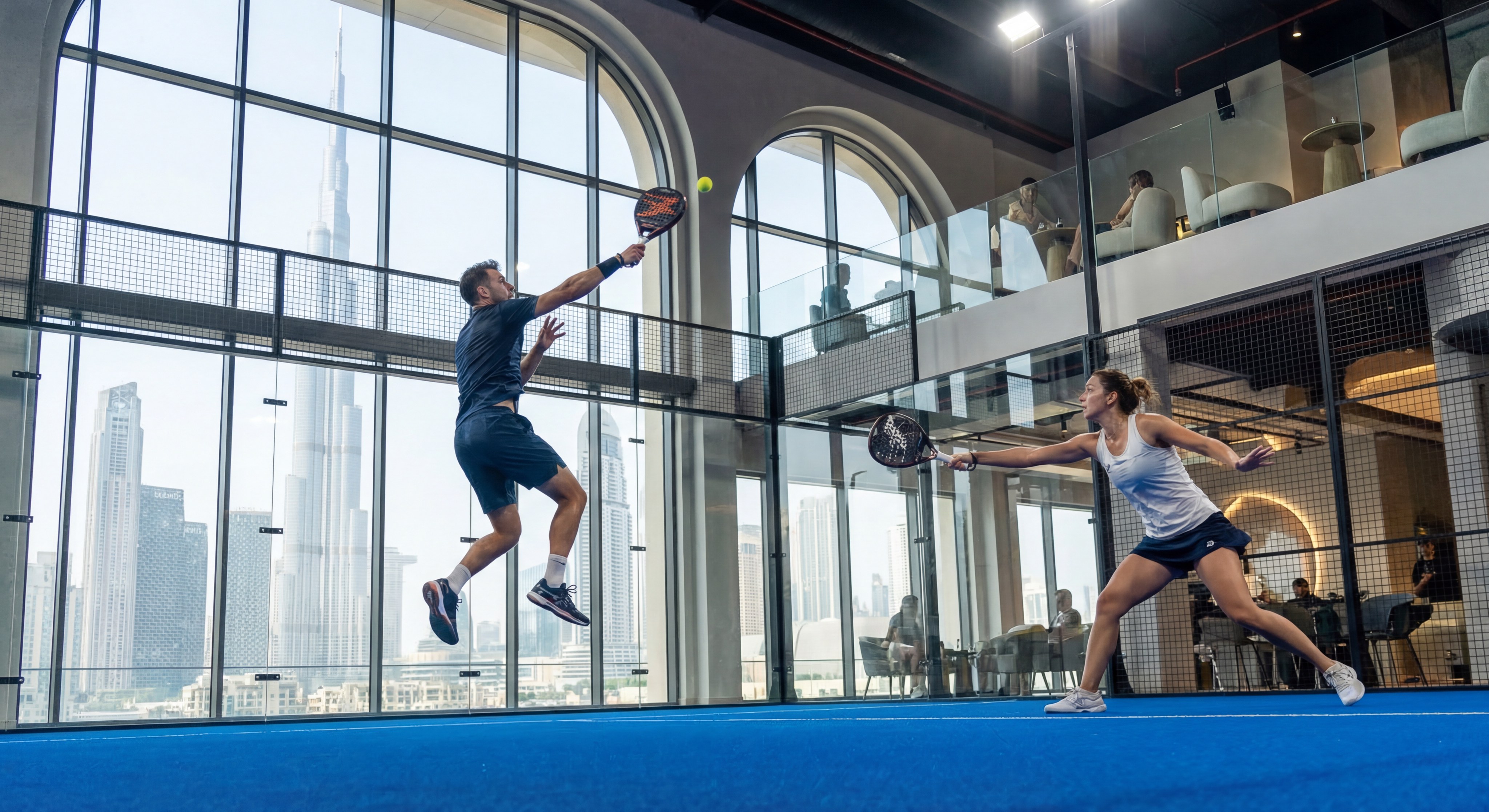 padel tennis dubai action shot