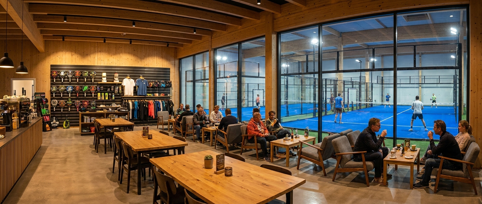 Modern padel cafe interior