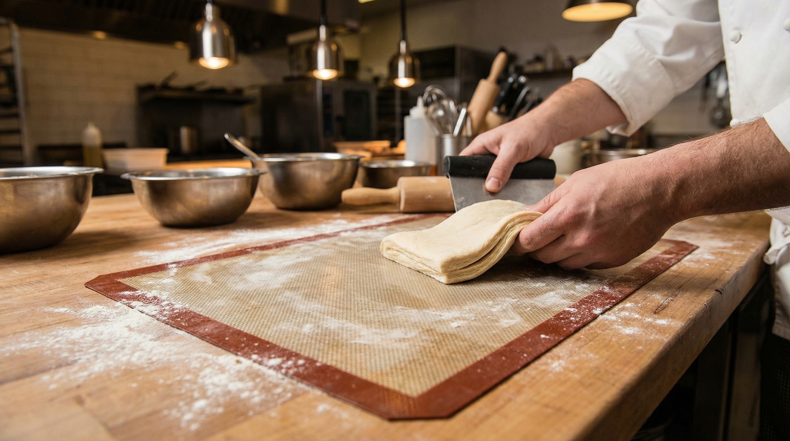 Chef using a silicone baking mat