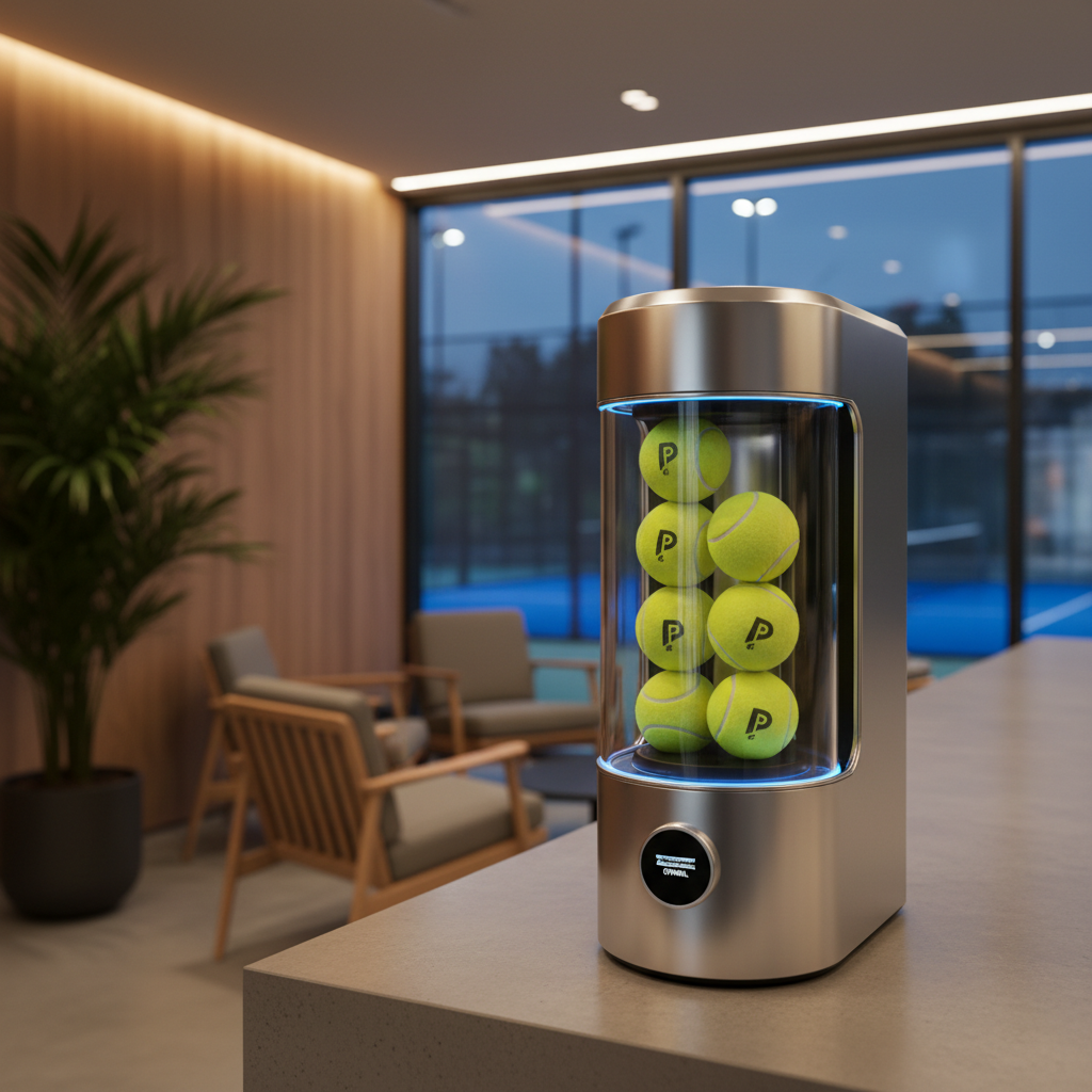 Padel ball pressurizer in lounge