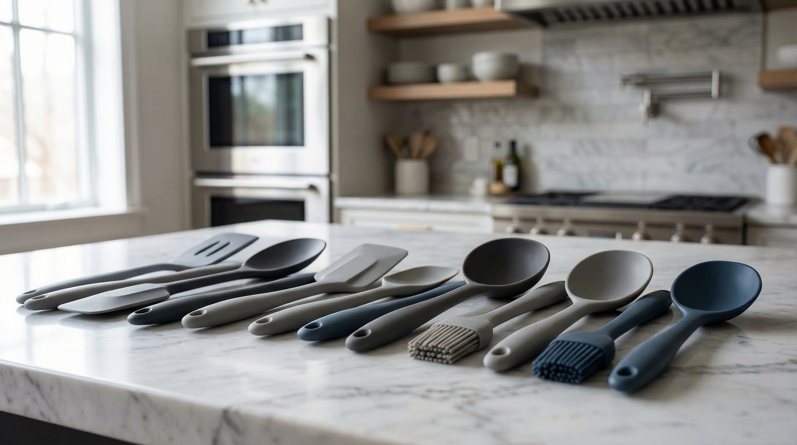 Silicone spatulas in a modern kitchen