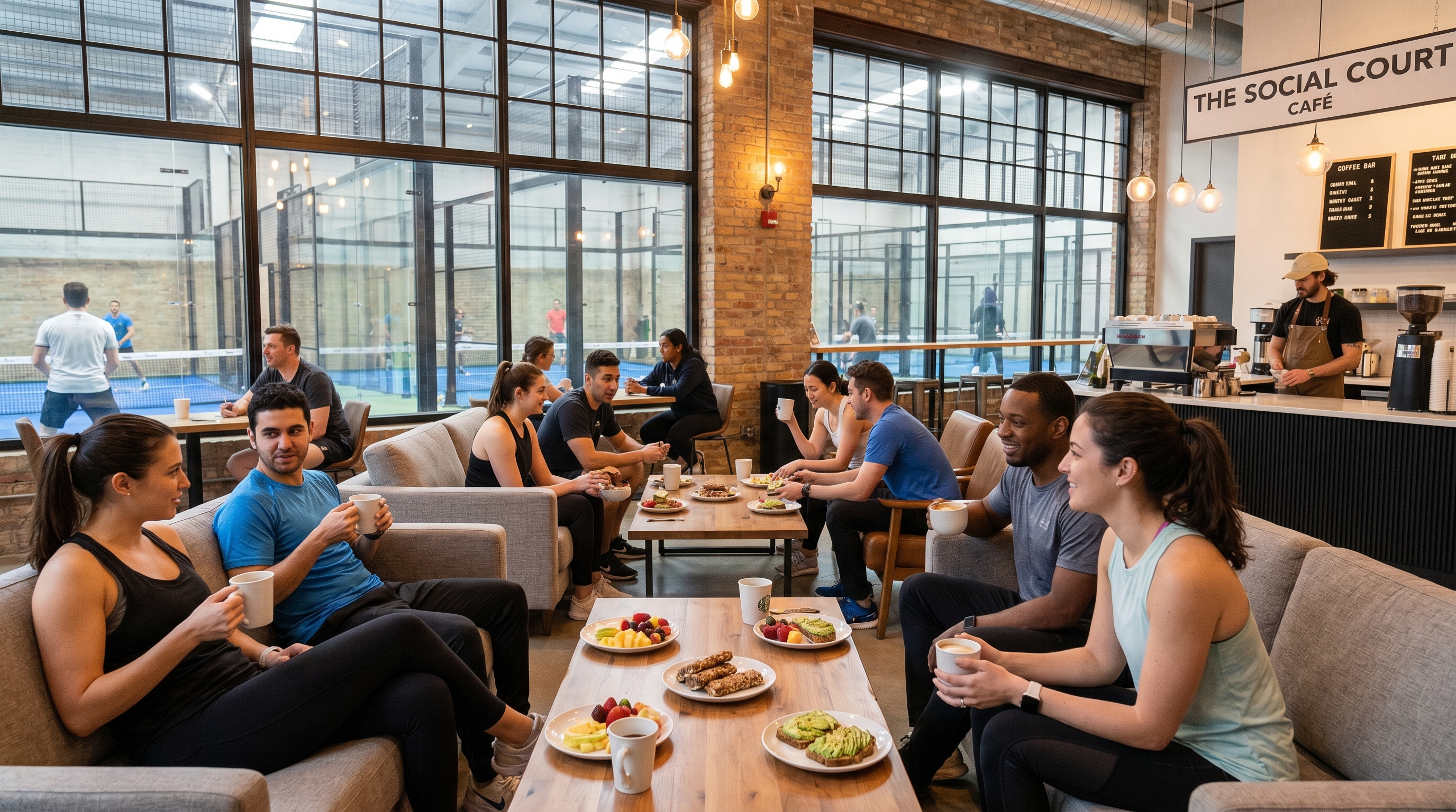 chicago padel club lounge social scene