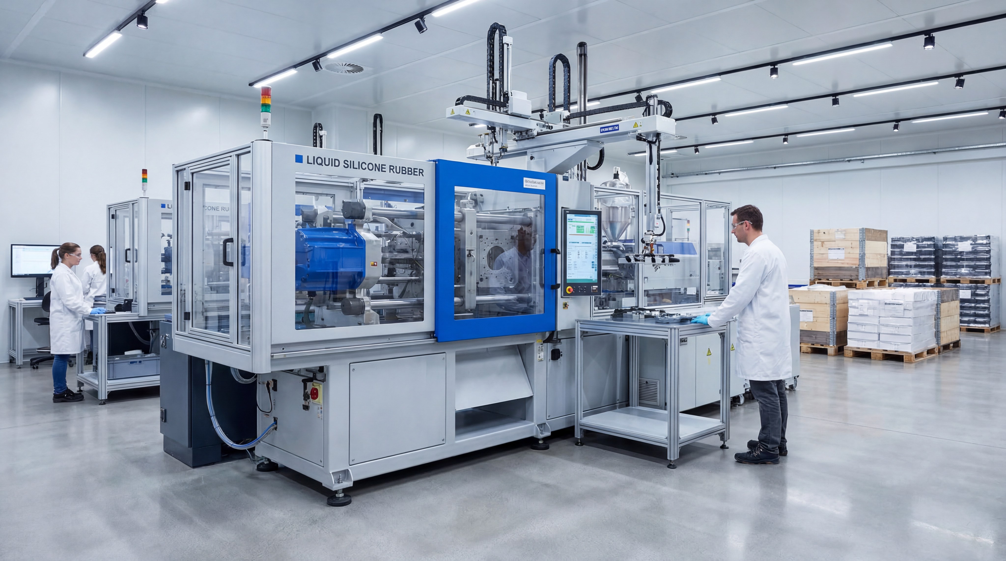 LSR injection molding machine in a controlled facility