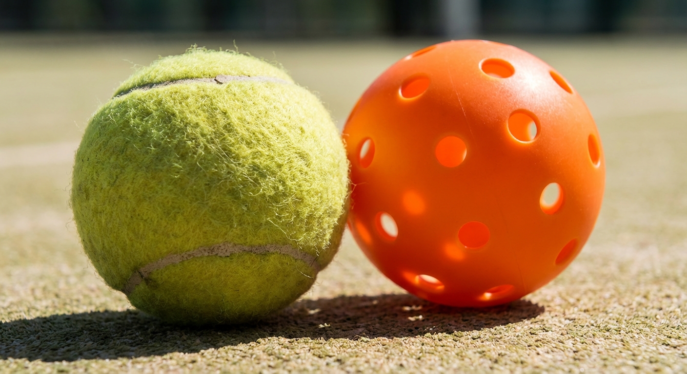 padel ball vs pickleball closeup