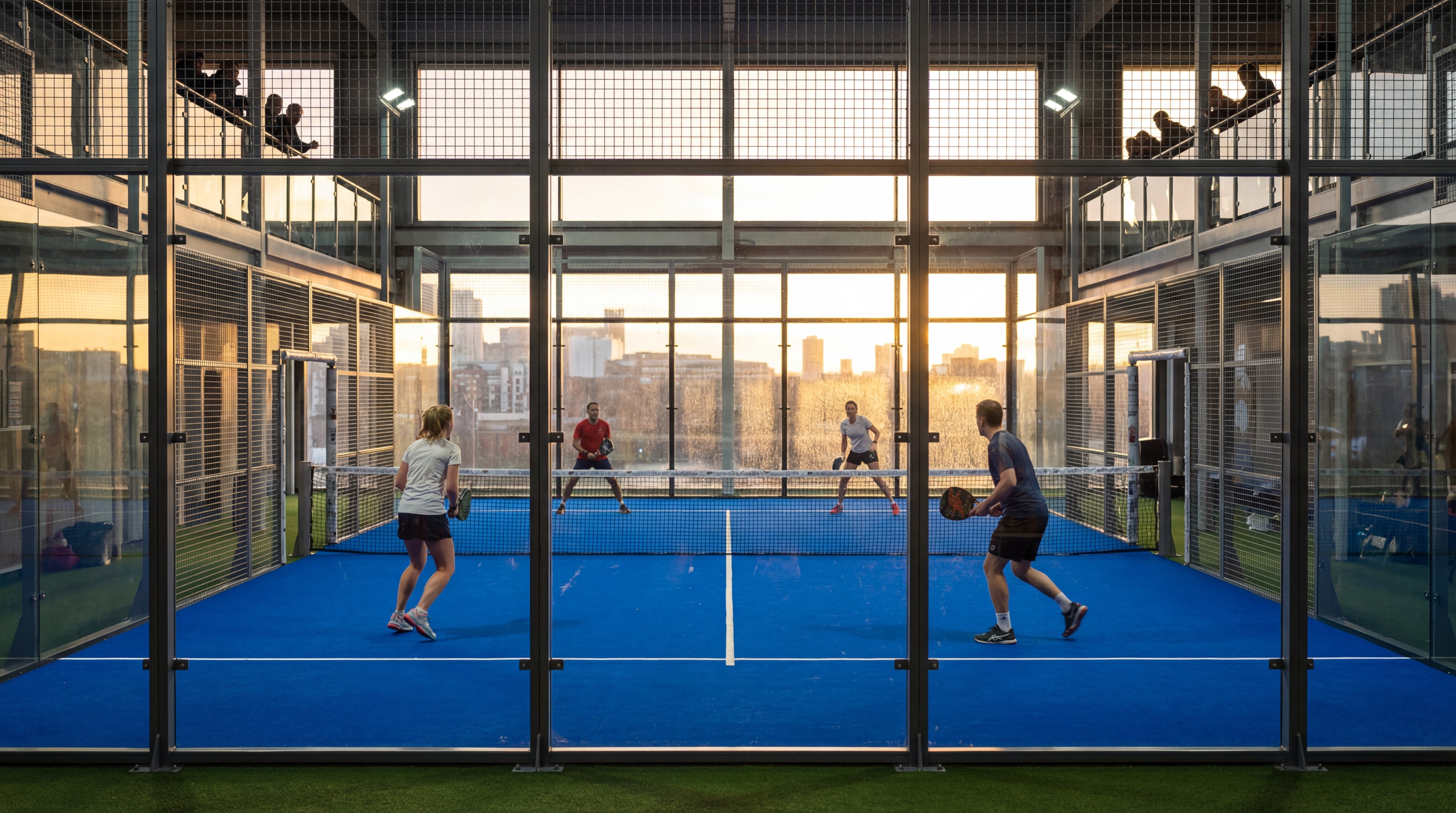 modern padel court sunset
