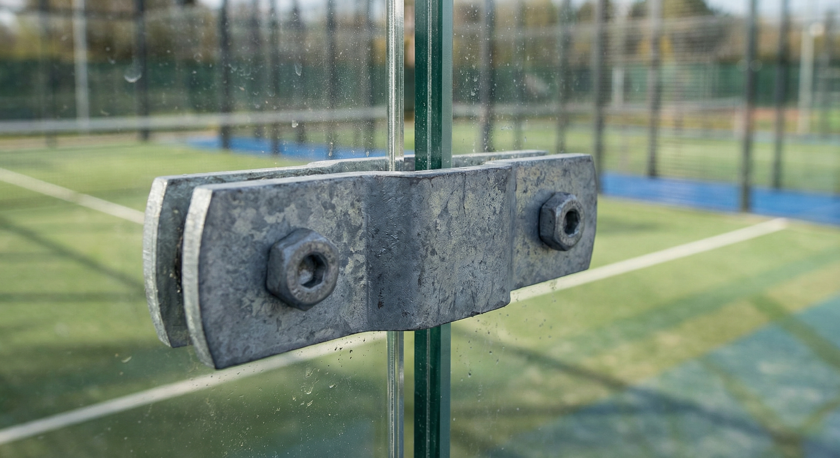 galvanized steel glass connector macro
