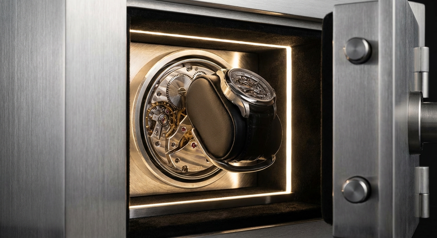 precision watch winder safe mechanism