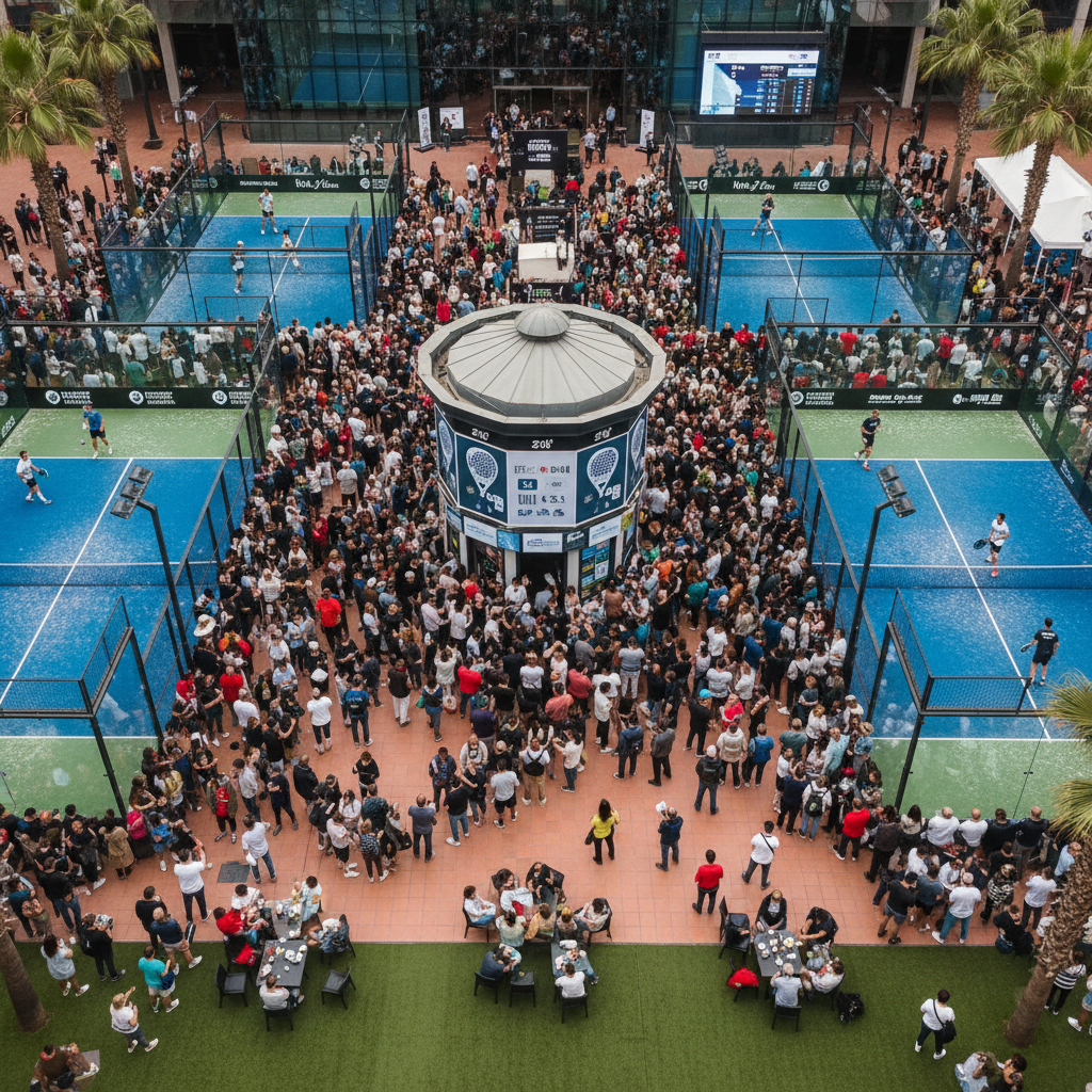 crowded padel tournament news kiosk