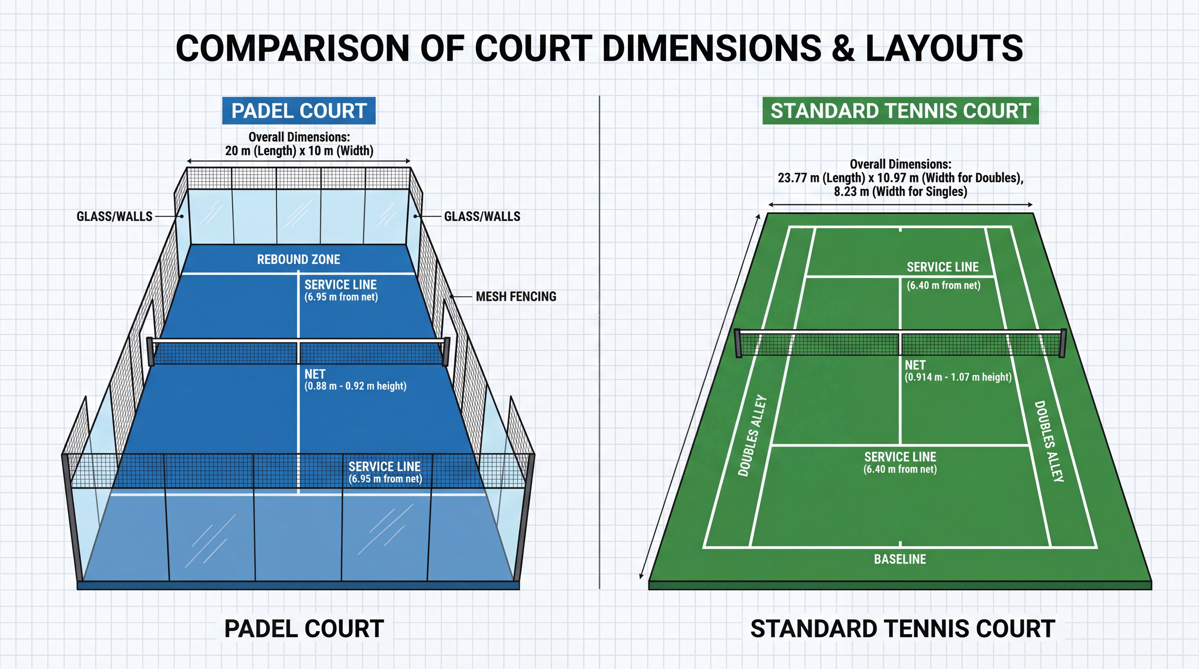 padel vs tennis court comparison