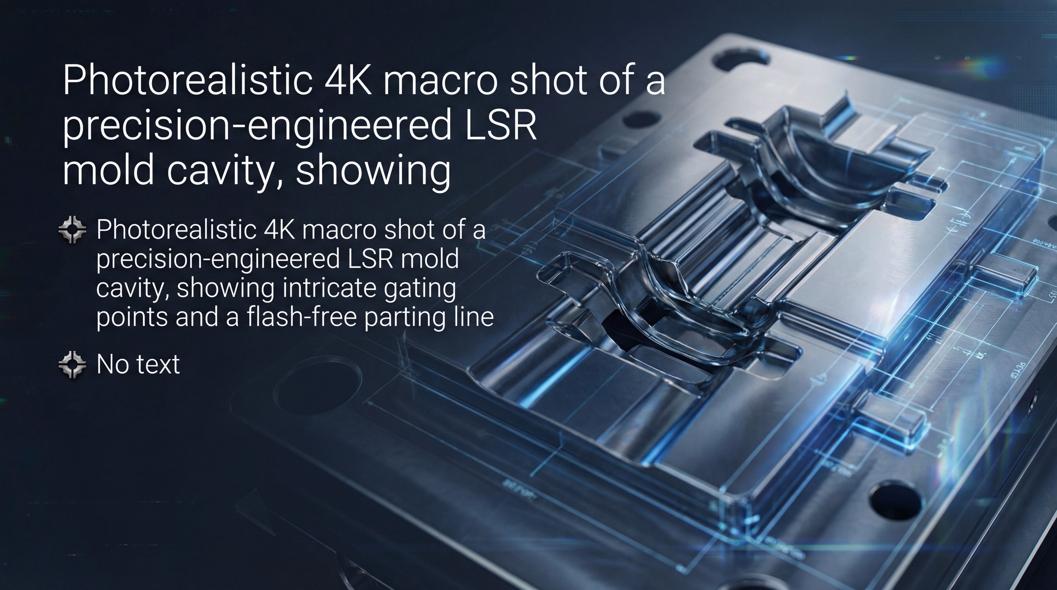 Macro shot of a precision-engineered LSR mold cavity