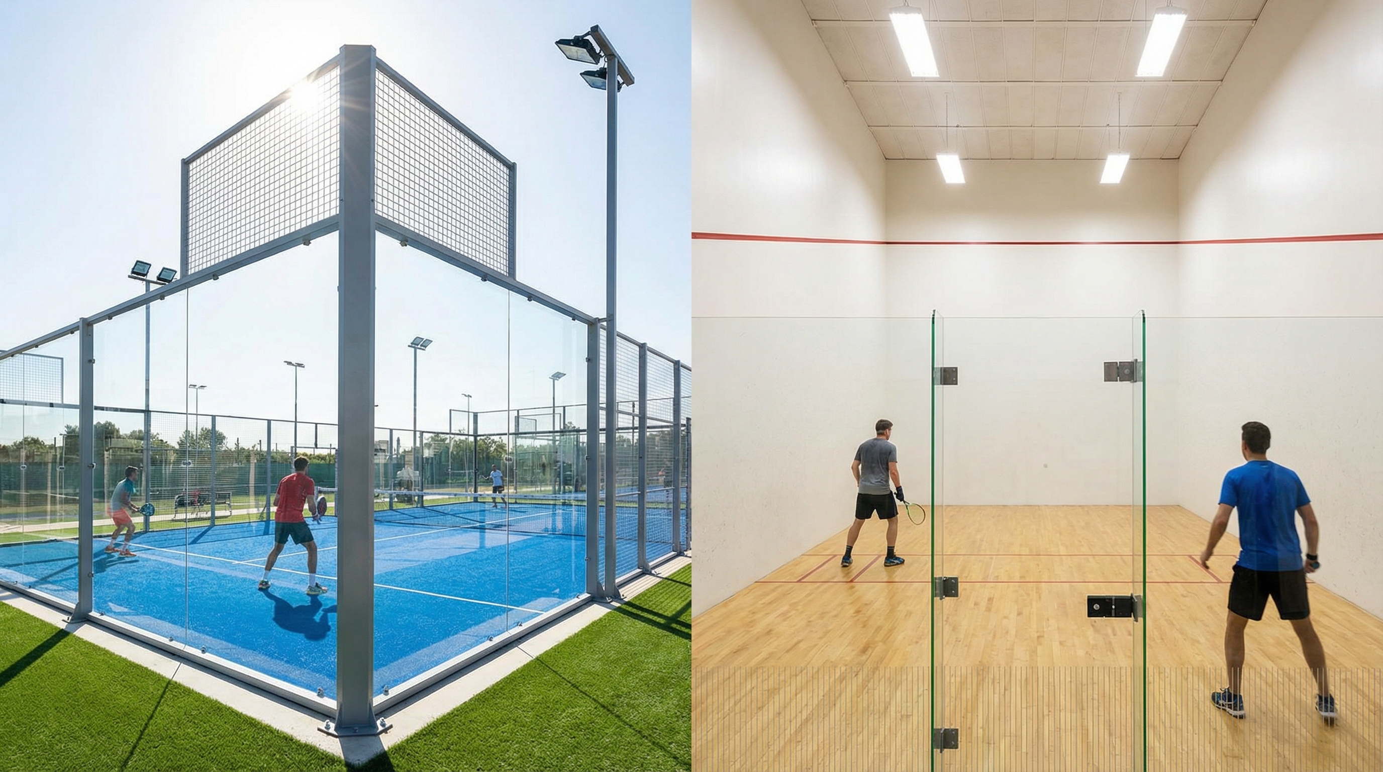 padel racquetball court comparison
