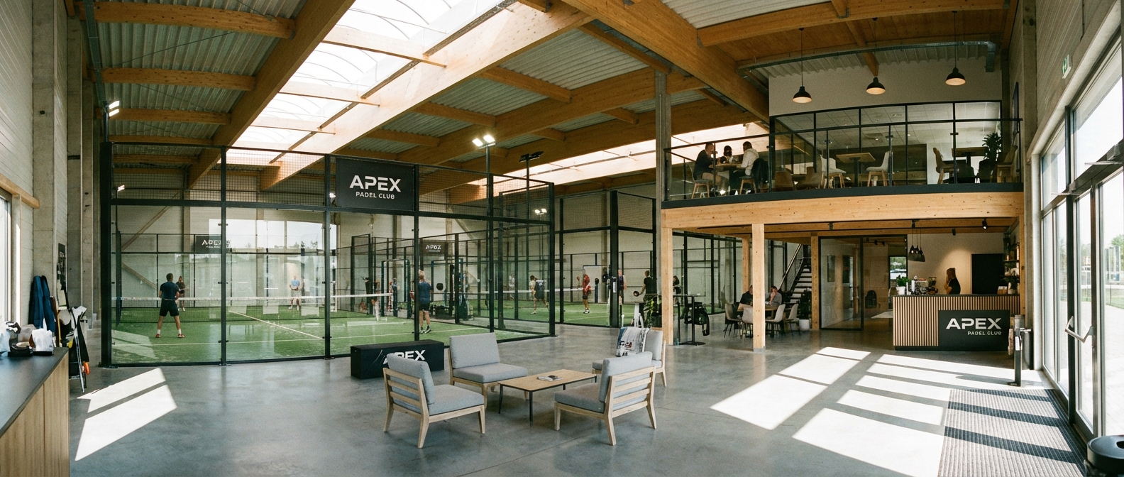 modern padel club interior panorama