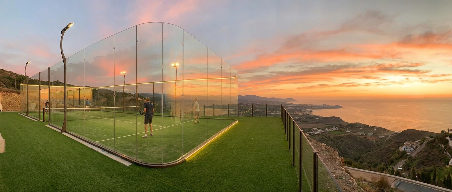 padel court sunset panorama
