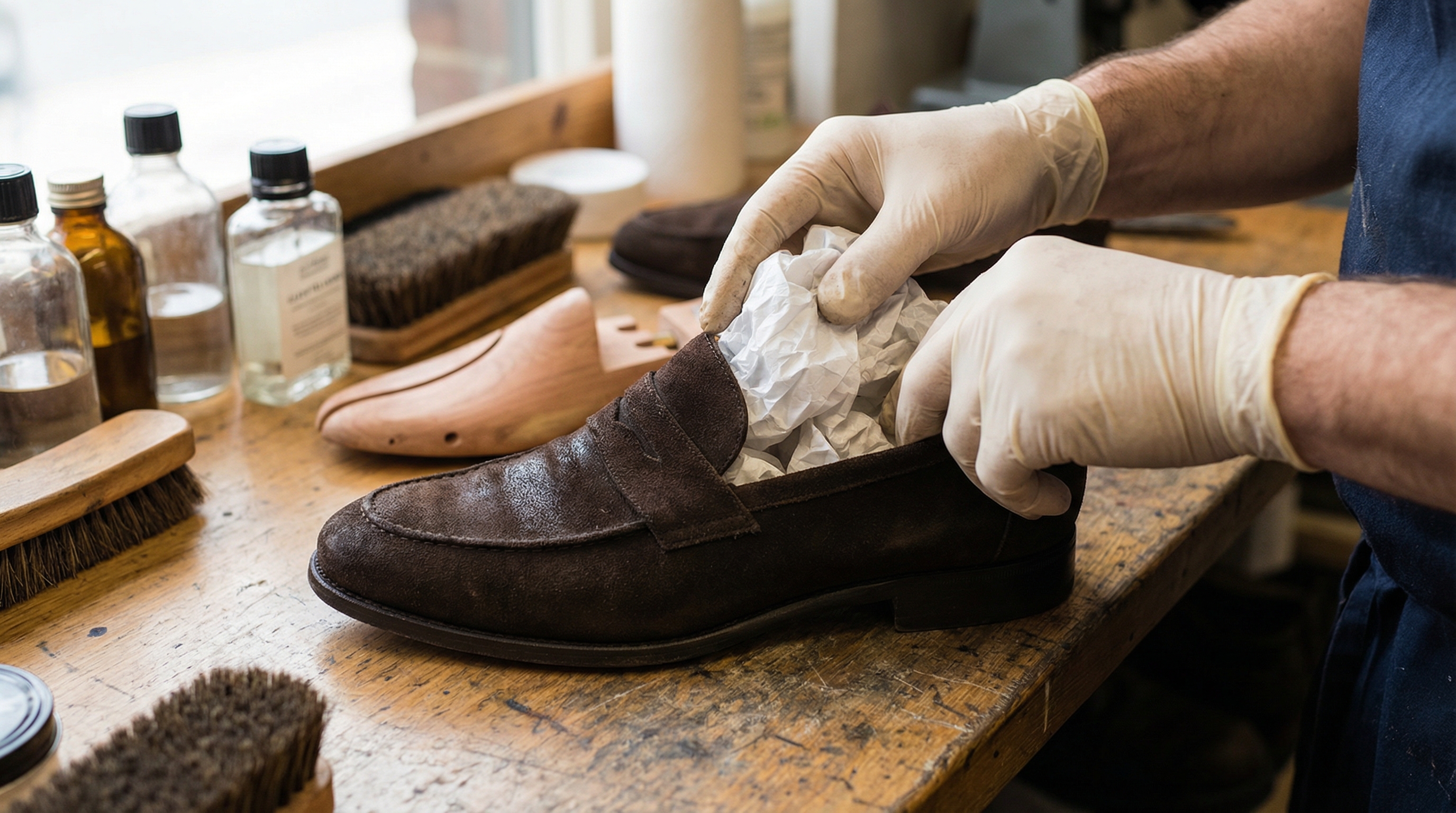 Suede shoe tissue paper drying