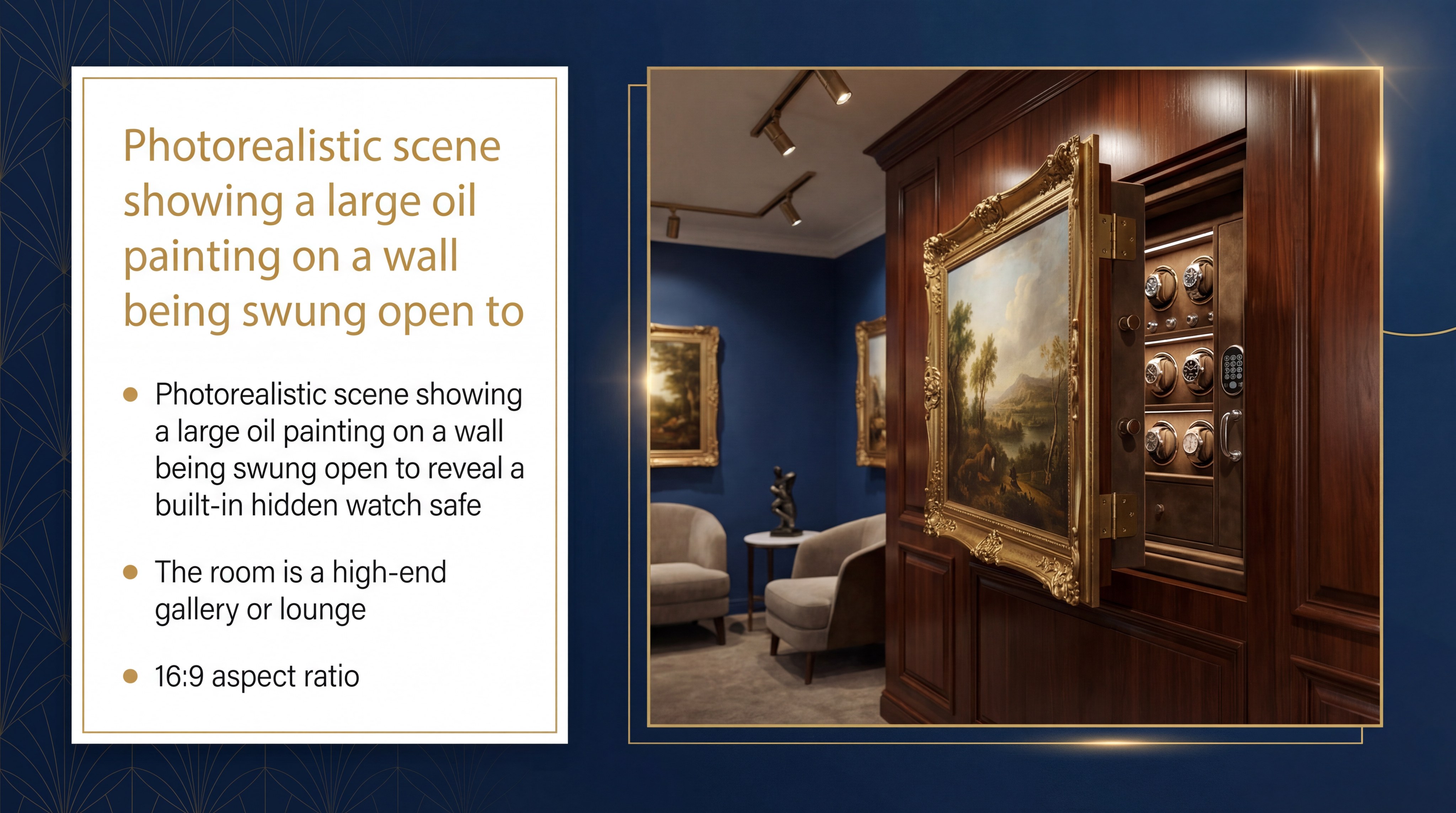 Hidden Watch Safe Behind Oil Painting in Gallery