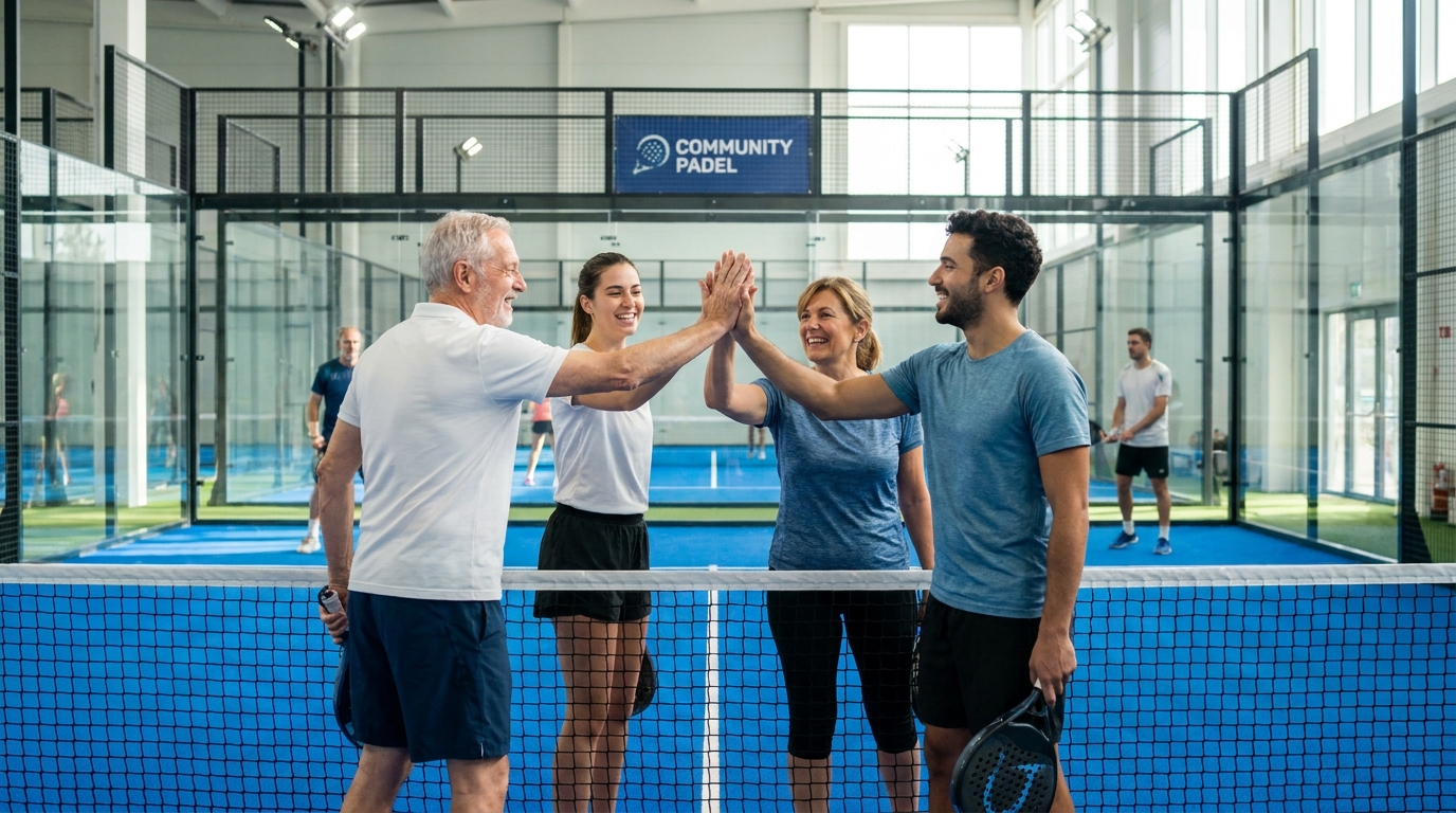 Diverse players celebrating on court