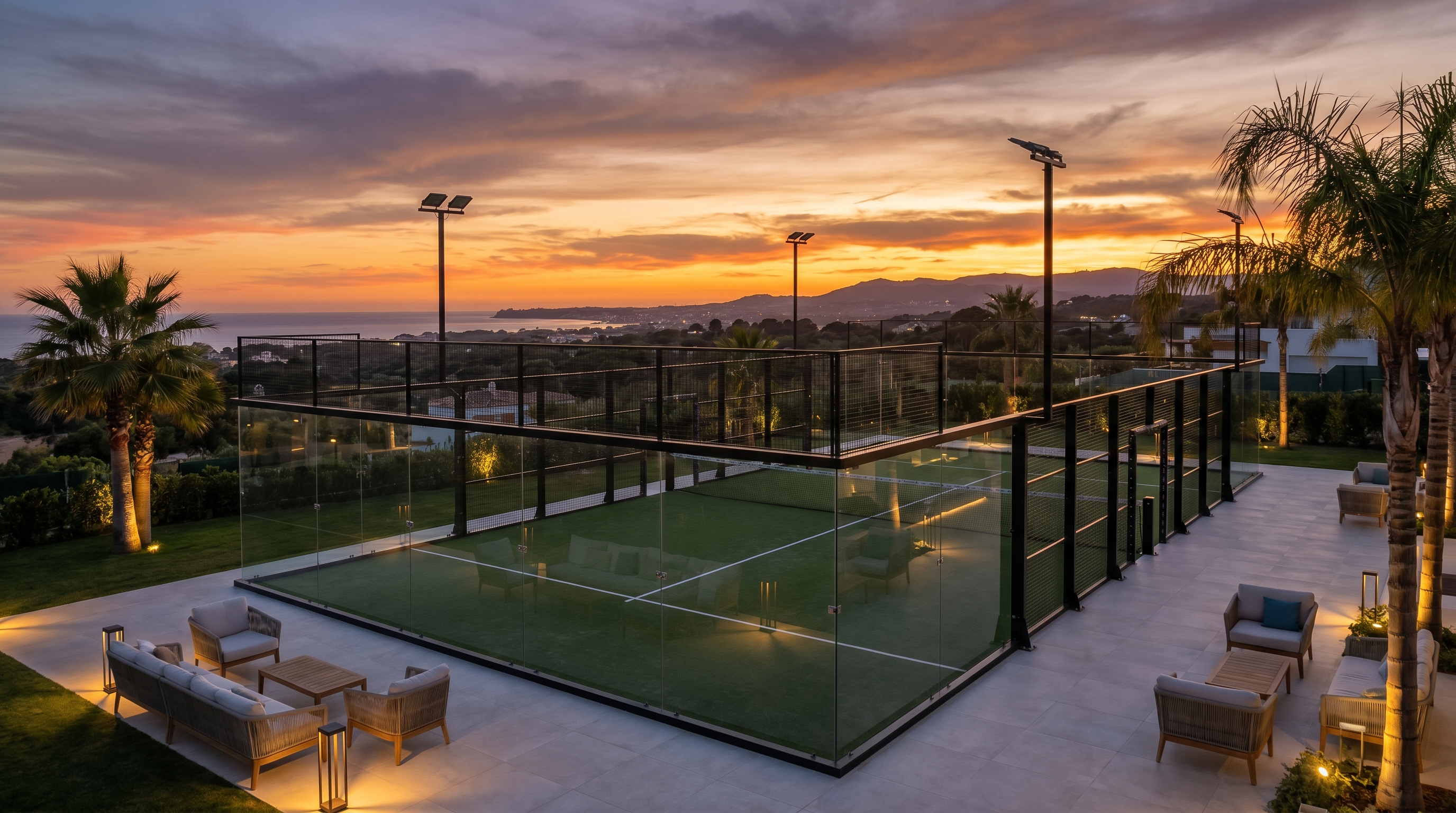 Panoramic padel field with unobstructed views