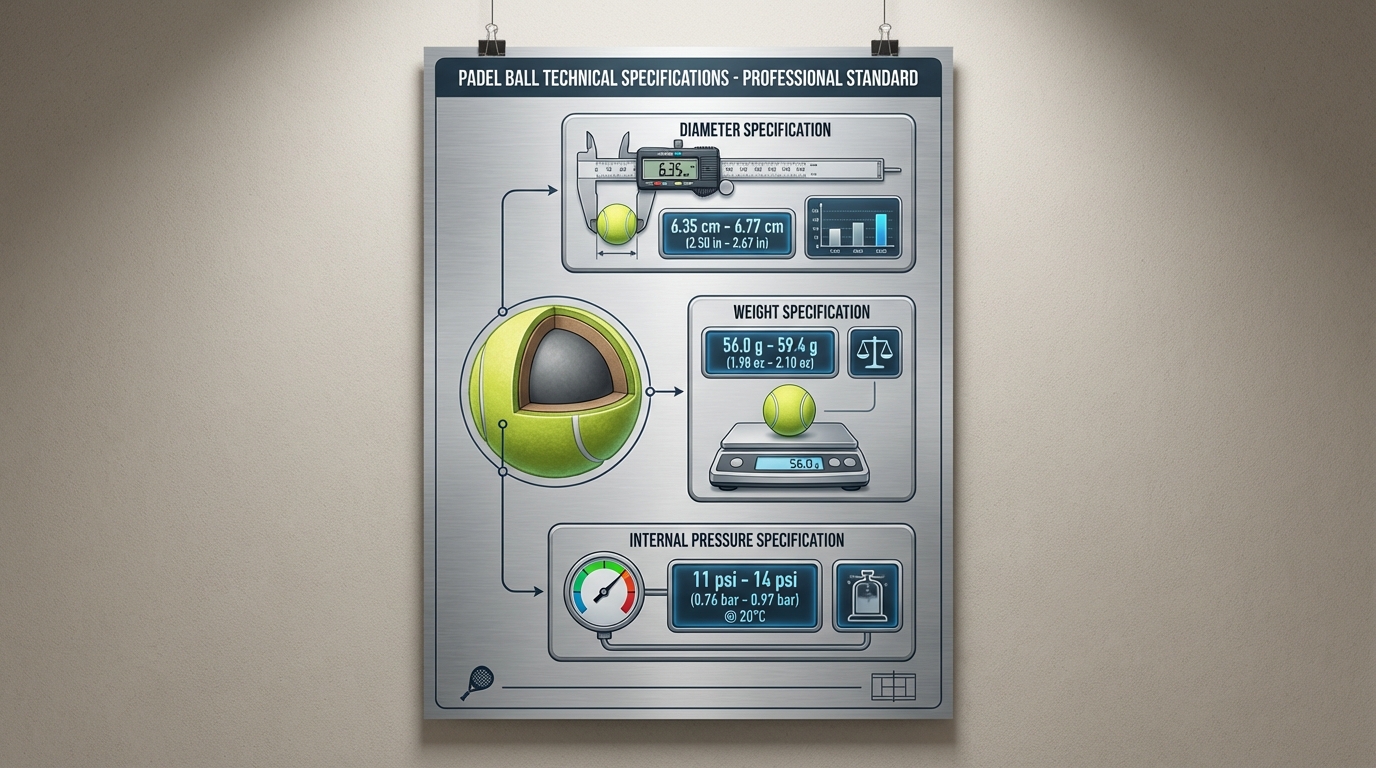 padel ball technical specifications infographic