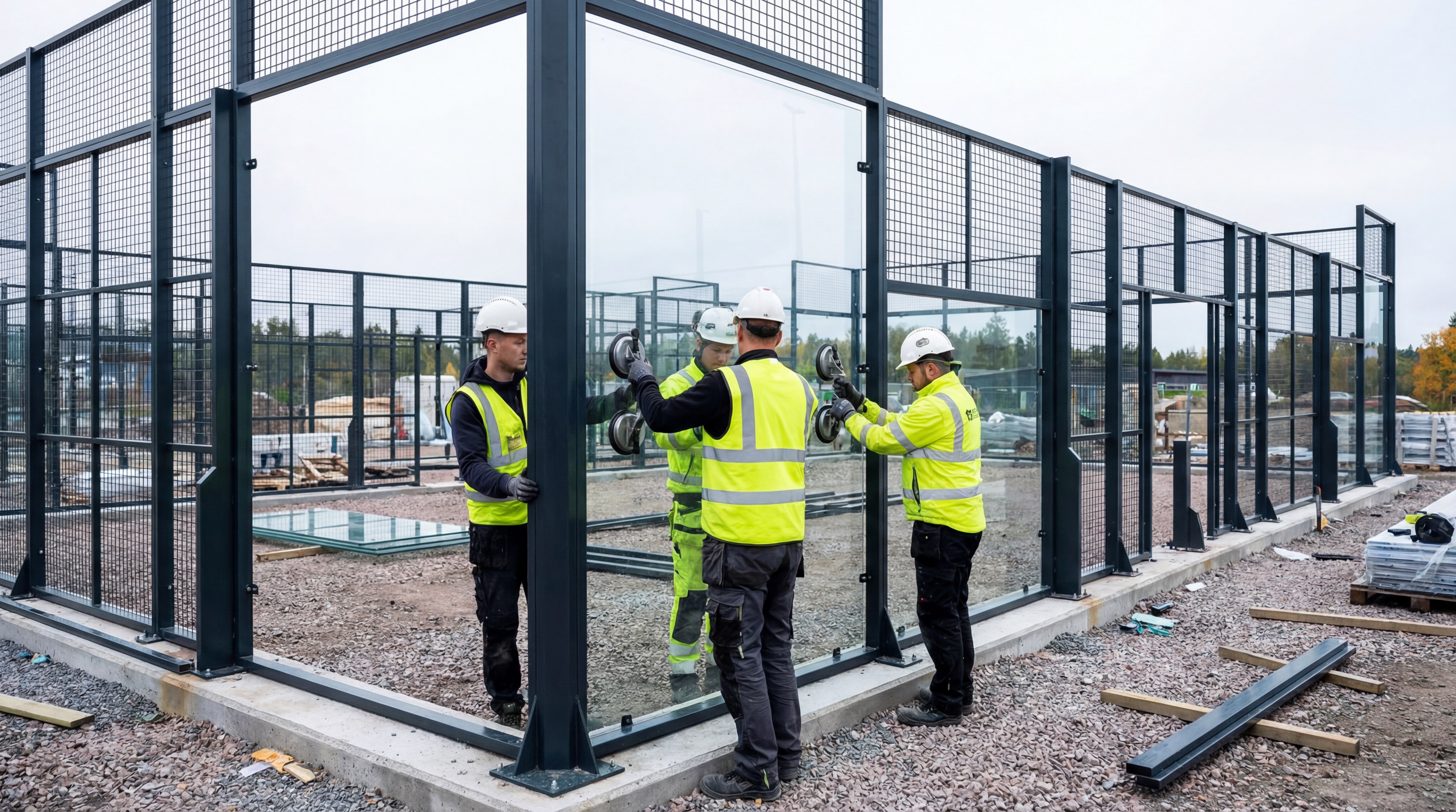 padel court glass installation