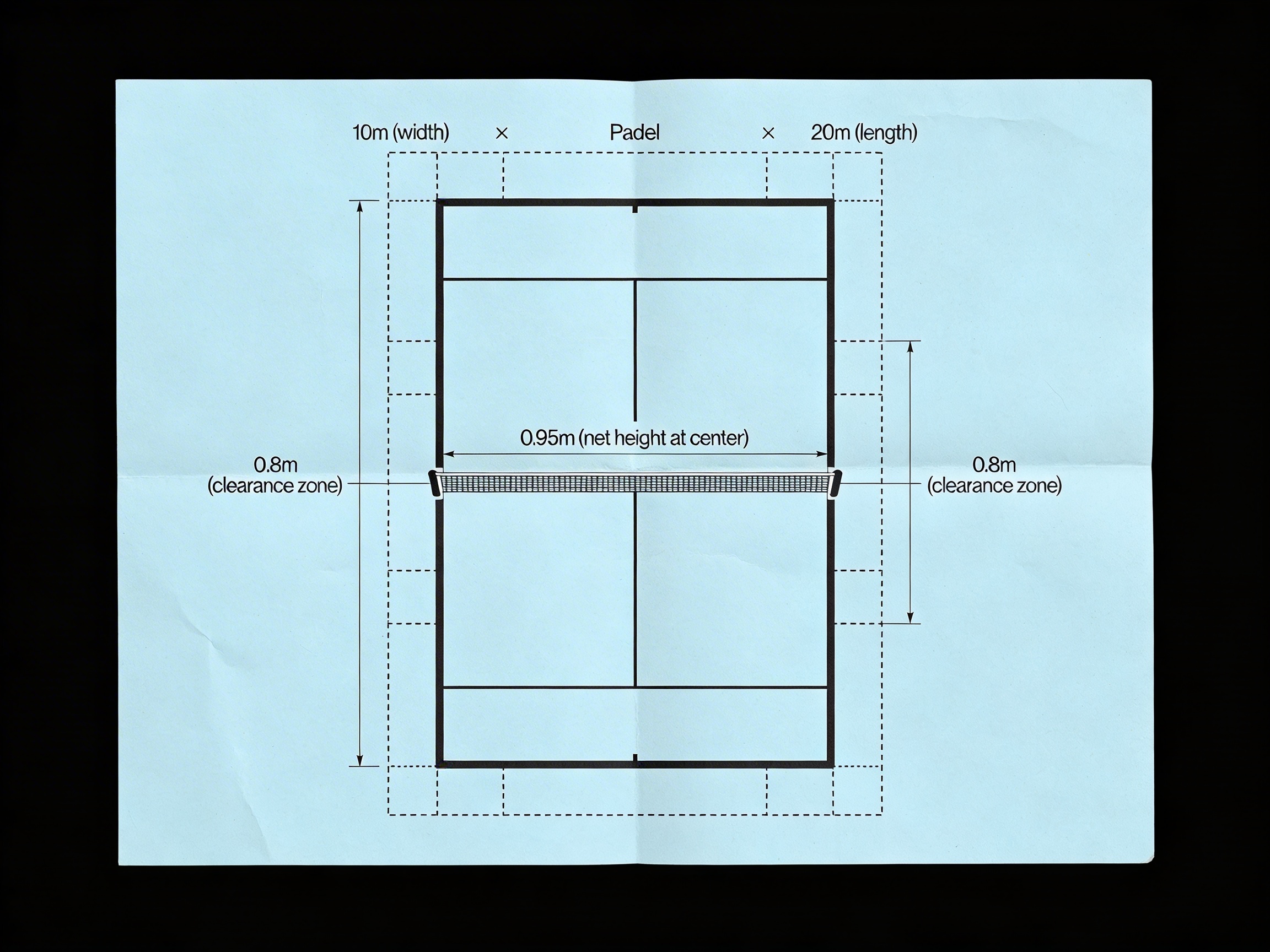 Padel court technical blueprint