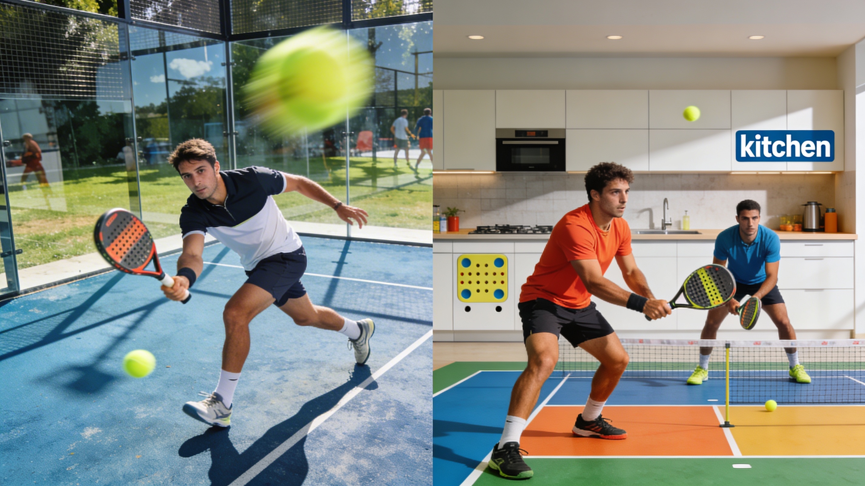 Comparison of padel and pickleball gameplay action