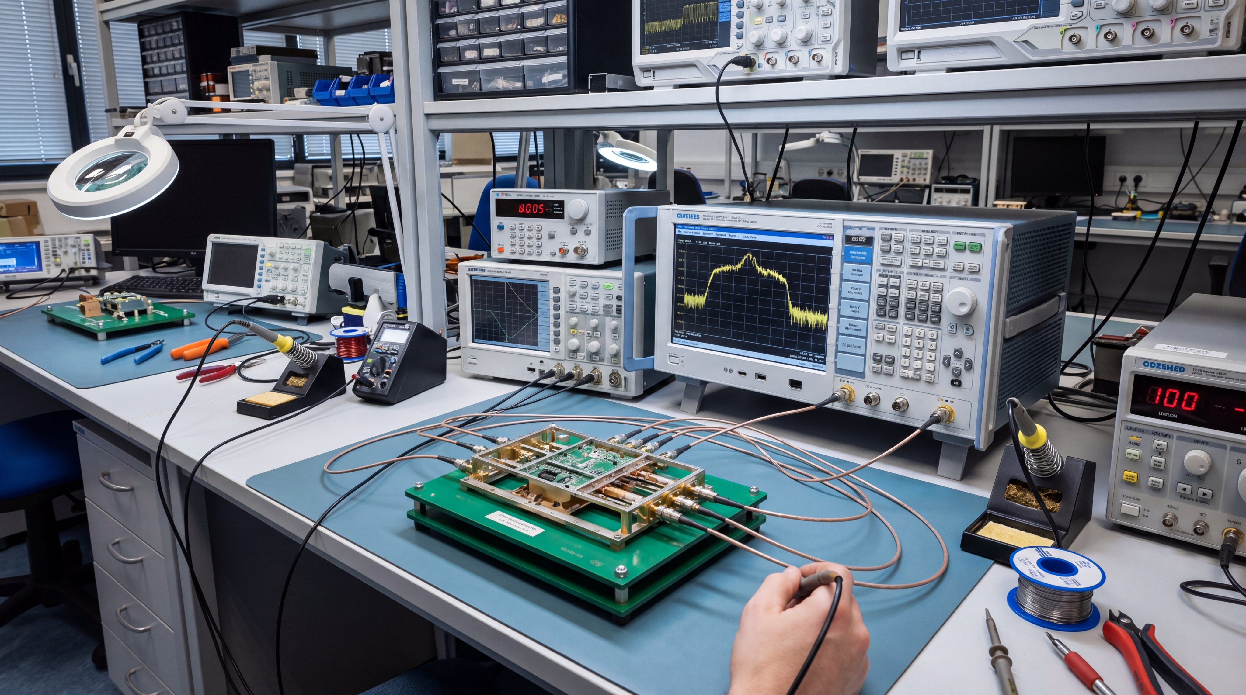 rf amplifier testing lab setup