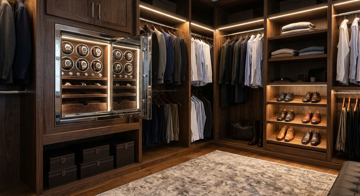 Luxury bedroom closet watch safe