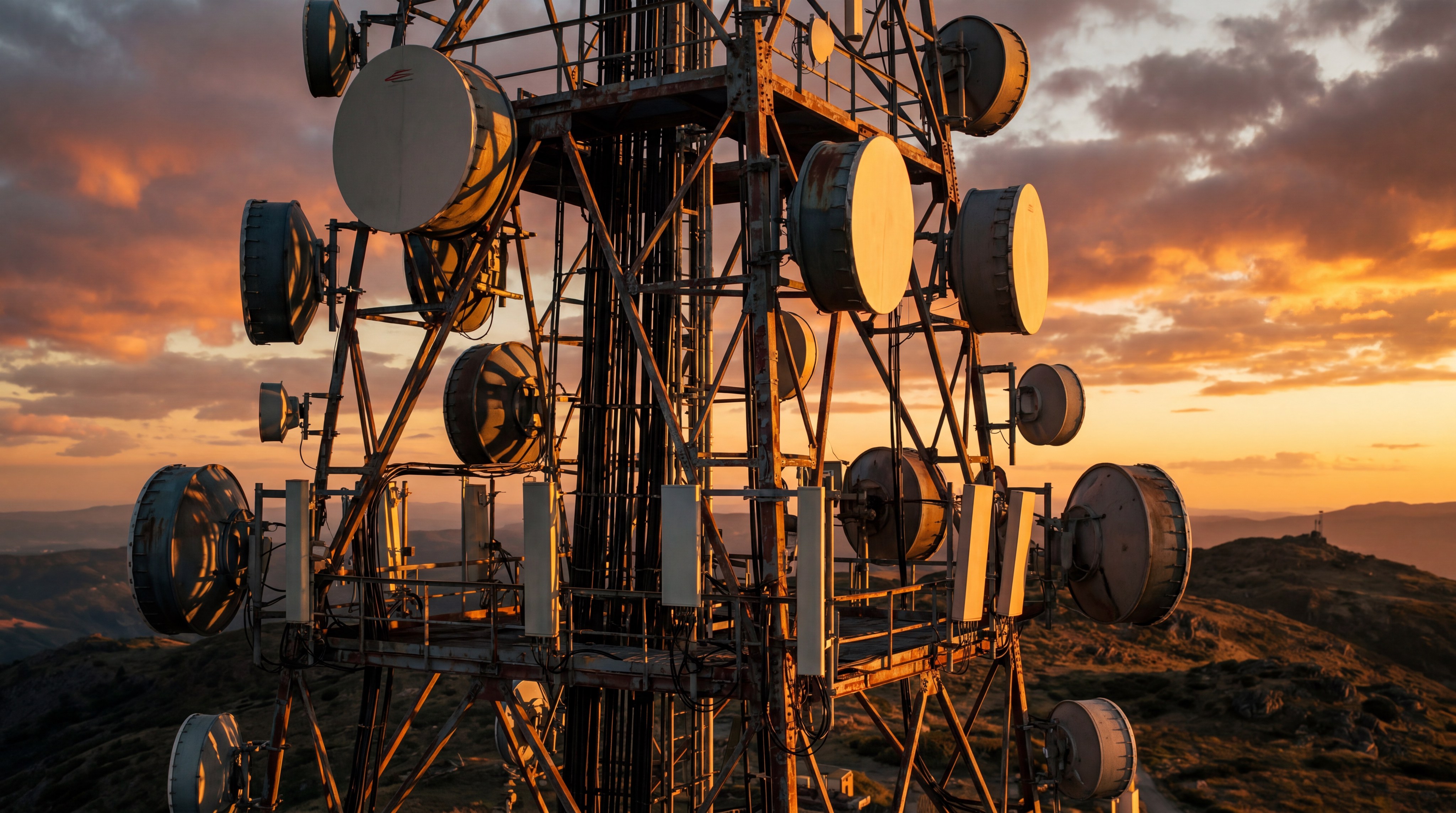 telecom tower golden hour