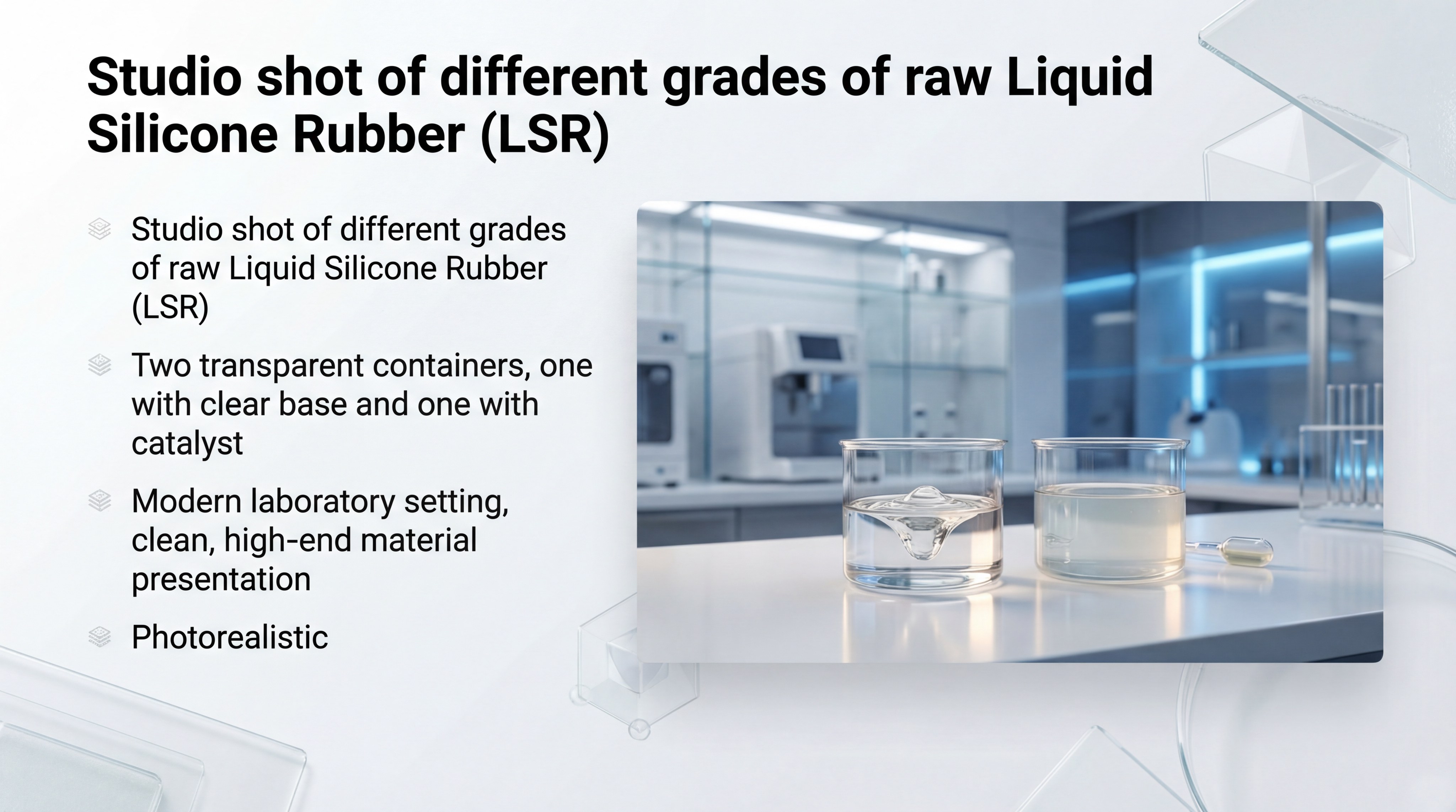 Studio shot of different grades of raw Liquid Silicone Rubber (LSR).