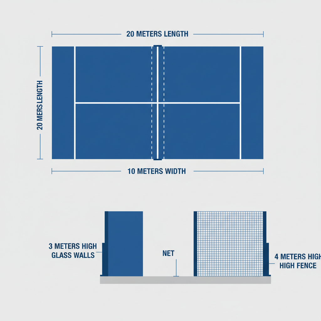padel court dimensions infographic